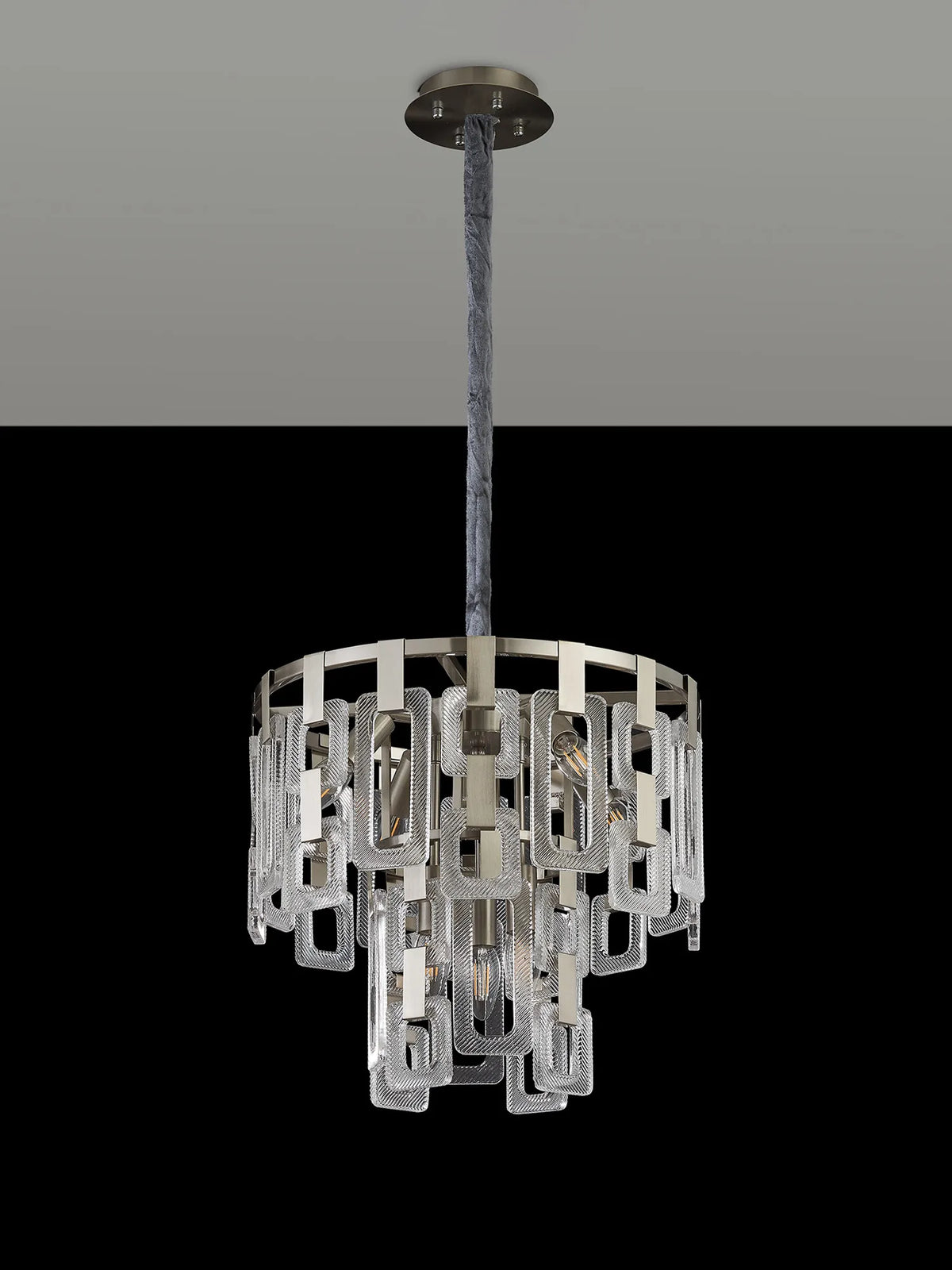 Fabula Ashby 2 Tier Round Pendant Light – Satin Nickel & Clear Glass