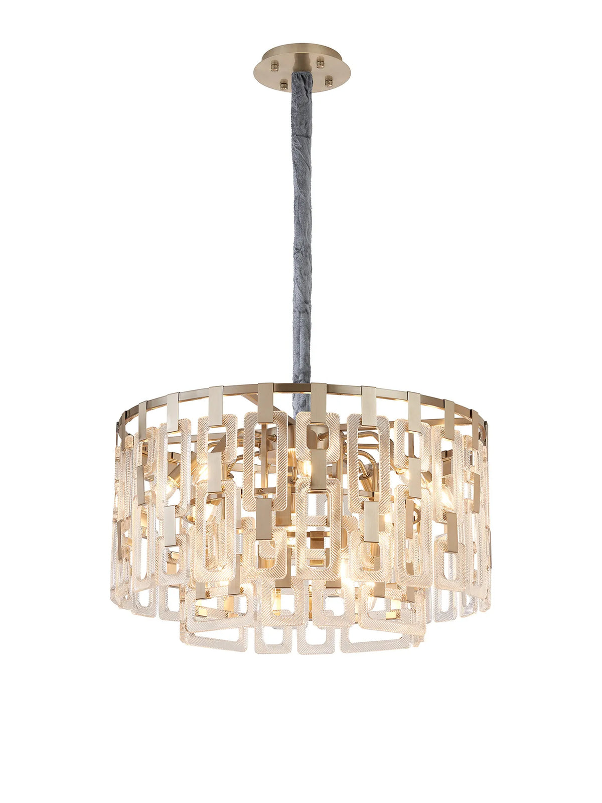 Fabula Ashby 2 Tier Round Pendant Light – Satin Nickel & Clear Glass