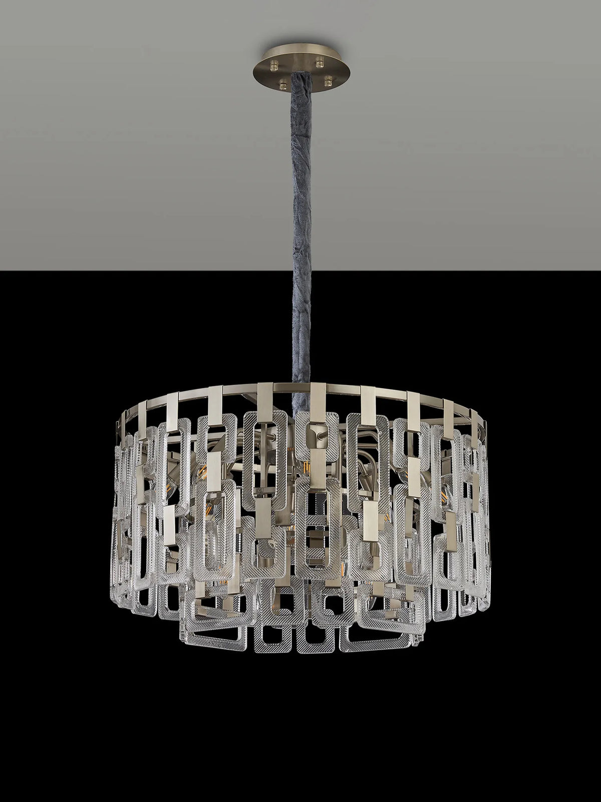 Fabula Ashby 2 Tier Round Pendant Light – Satin Nickel & Clear Glass