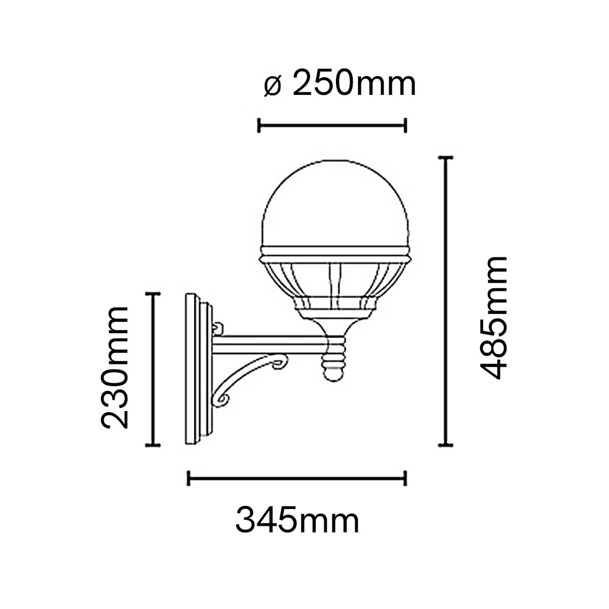 Norlys Bologna Single Up Wall Light - Black