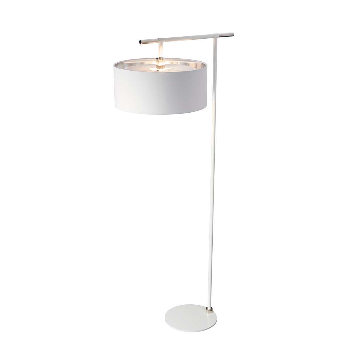 Elstead Balance Single Floor Lamp - White & Polished Nickel