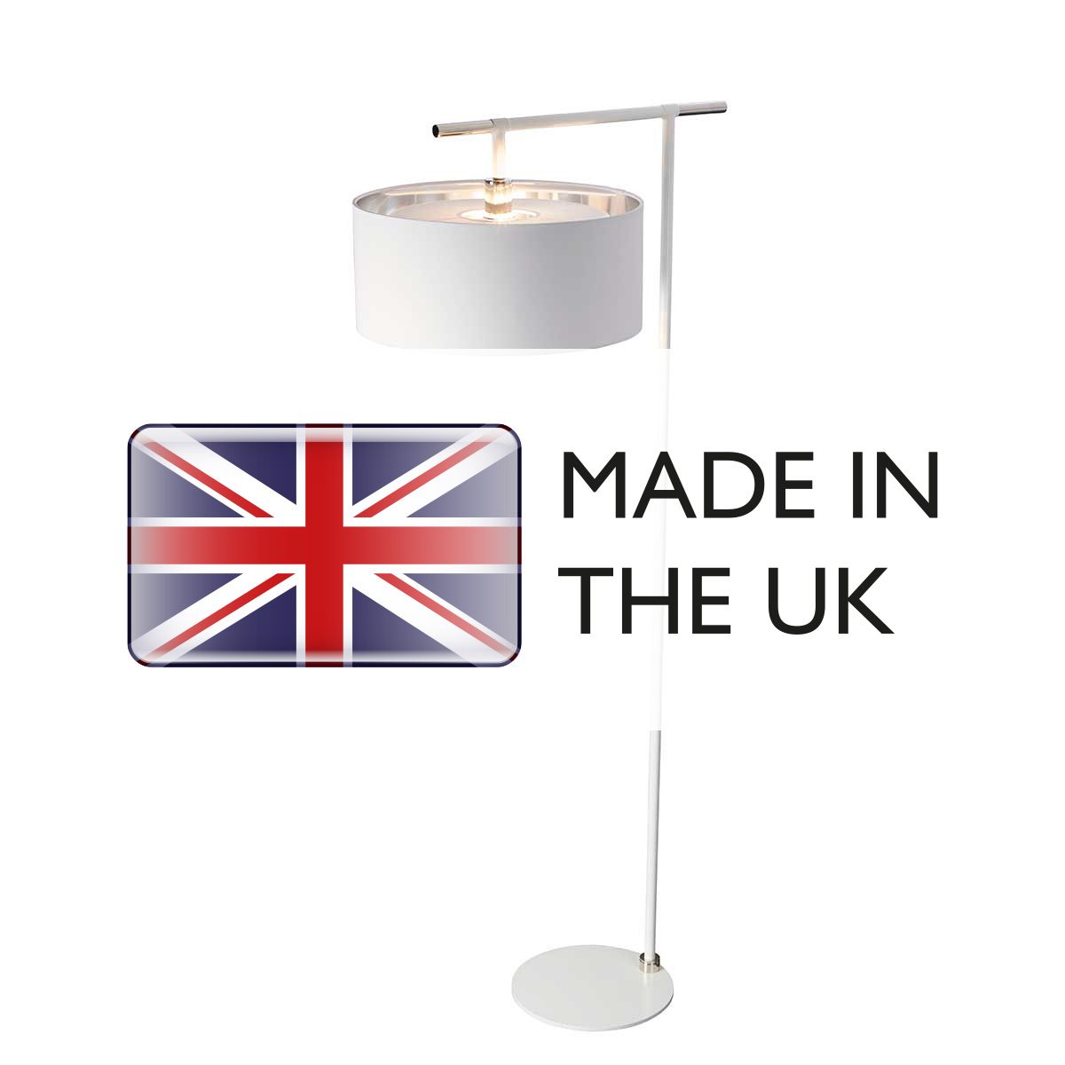 Elstead Balance Single Floor Lamp - White & Polished Nickel