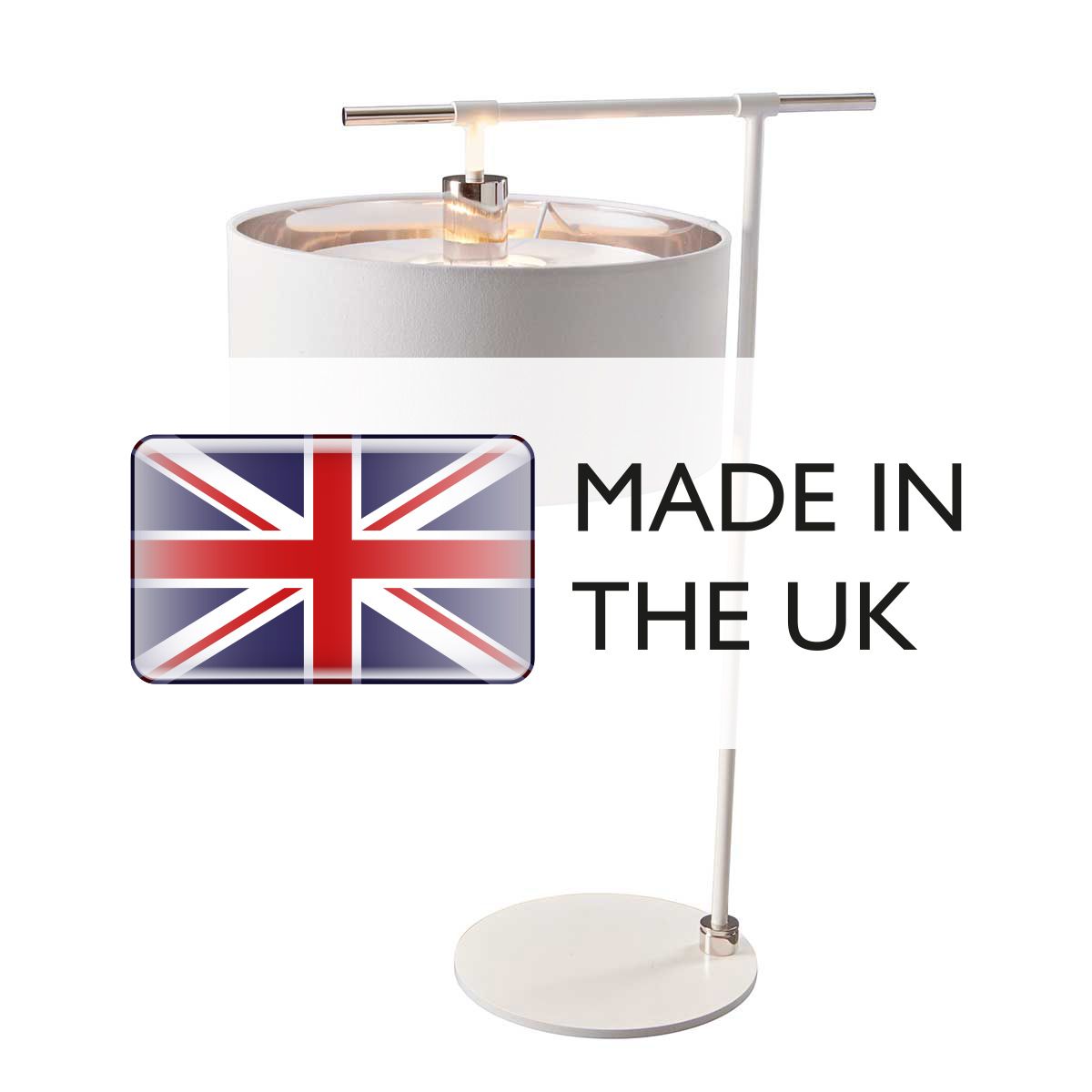 Elstead Balance Single Table Lamp - White & Polished Nickel