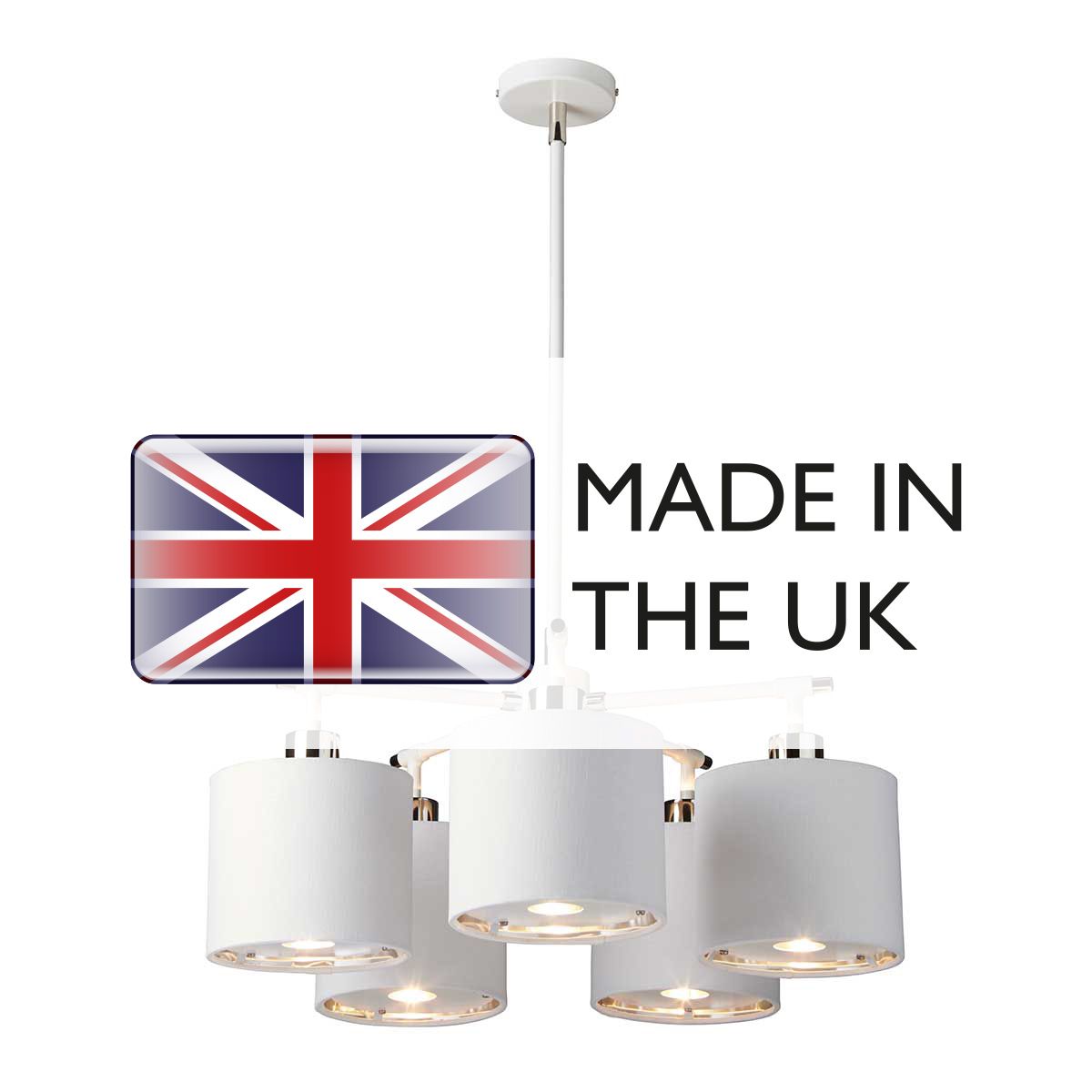 Elstead Balance 5 Light Chandelier - White & Polished Nickel