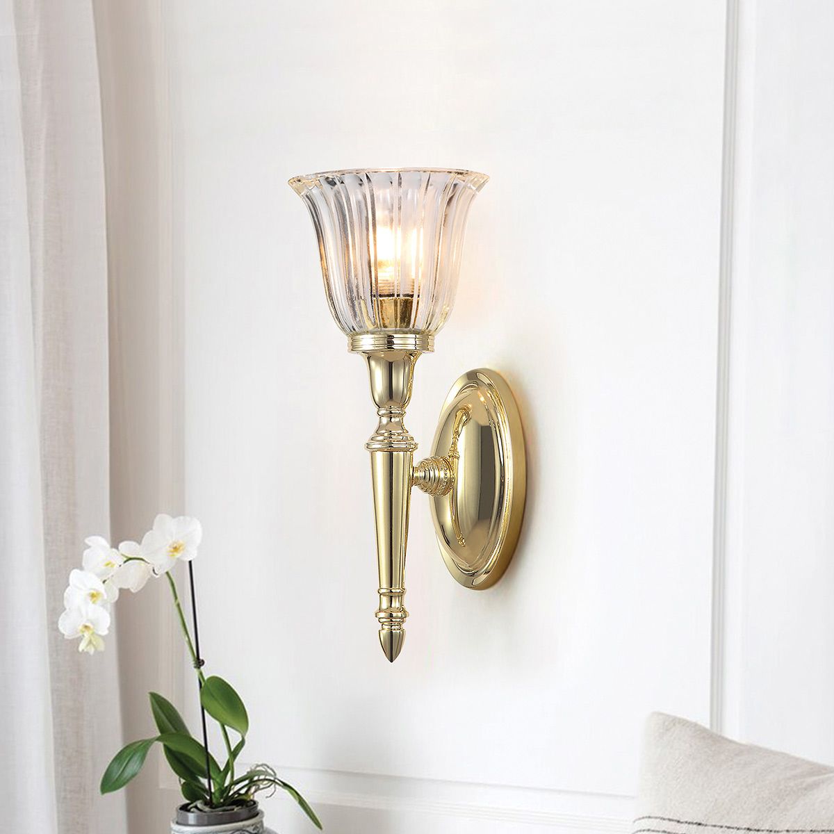 Elstead Dryden Single Bathroom Wall Light - Polished Brass