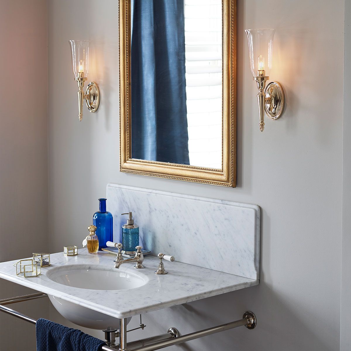Elstead Dryden Tall Single Bathroom Wall Light - Polished Brass