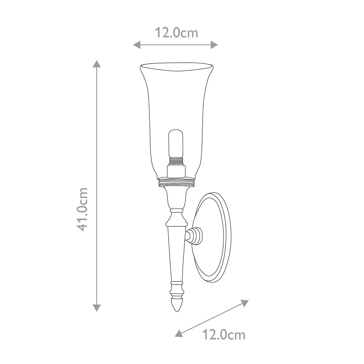 Elstead Dryden Tall Single Bathroom Wall Light - Polished Brass