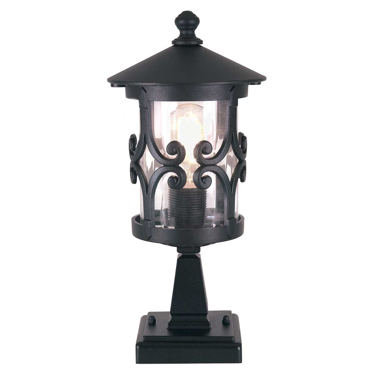 Elstead Hereford Single Pedestal Lantern - Black