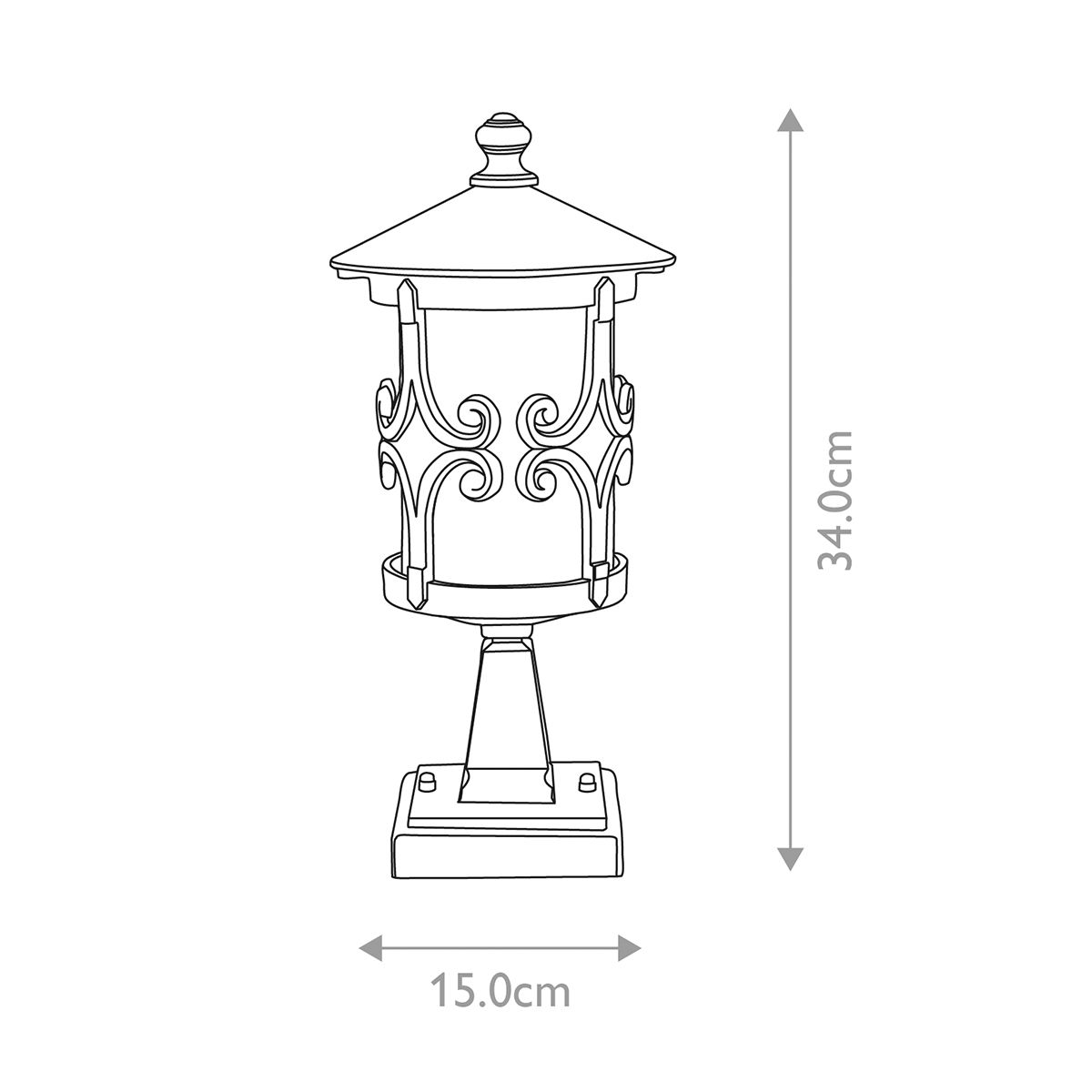Elstead Hereford Single Pedestal Lantern - Black