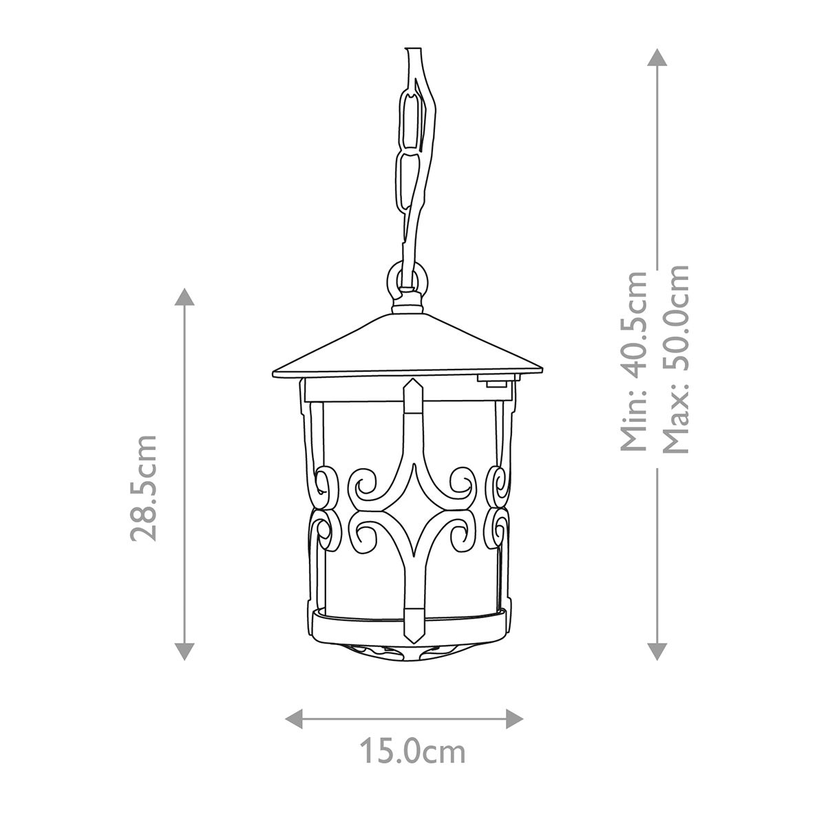 Elstead Hereford Single Porch Chain Lantern - Black