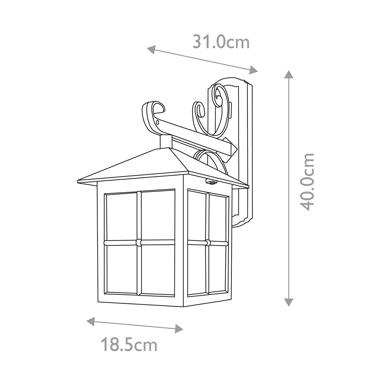 Elstead Winchester Single Wall Down Lantern 400mm - Black