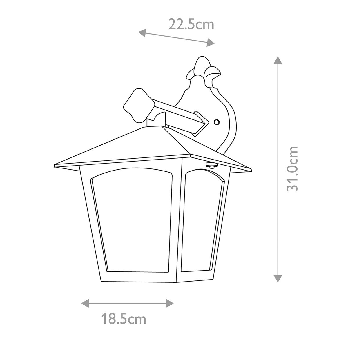 Elstead York Single Wall Down Lantern - Black
