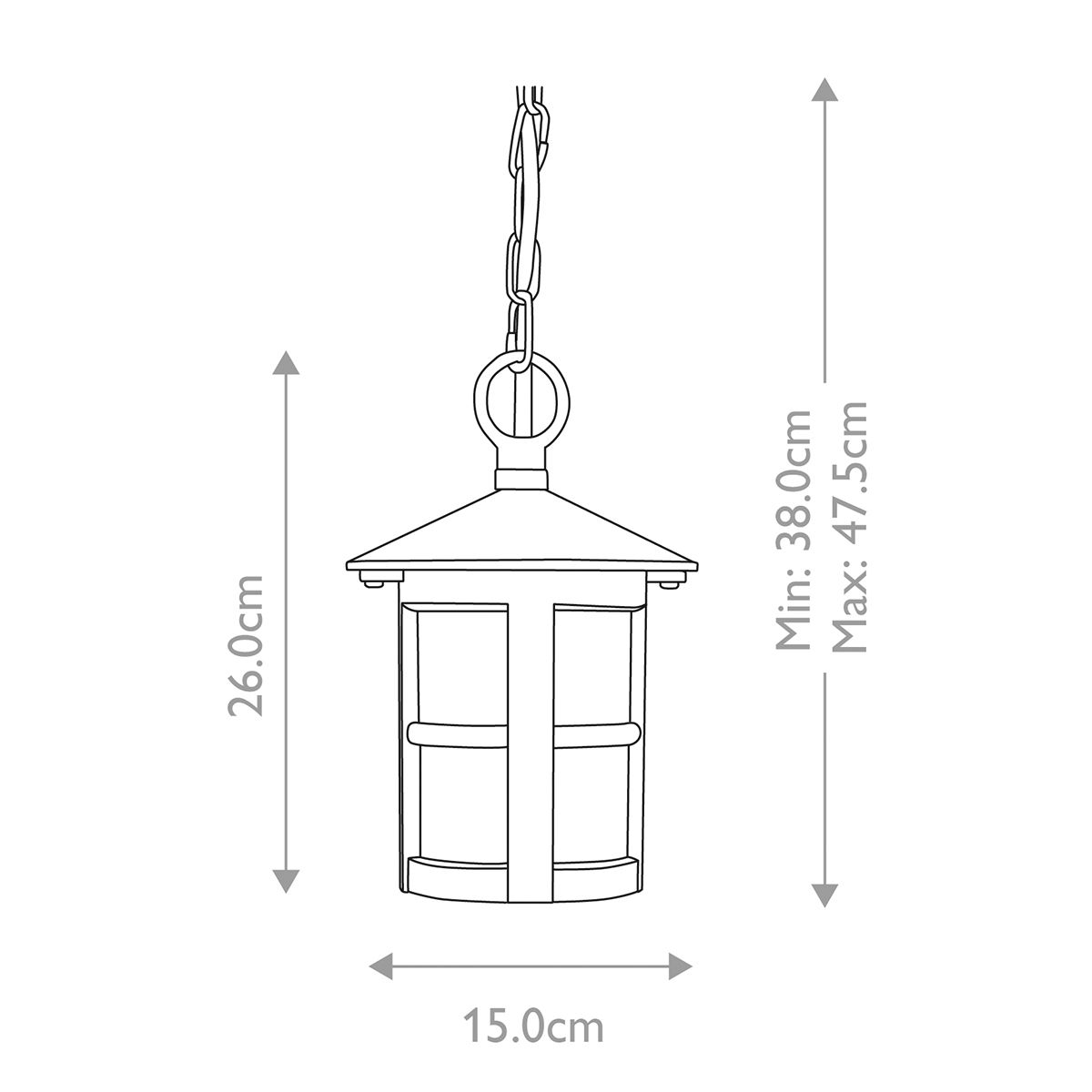 Elstead Hereford Window Single Porch Chain Lantern - Black