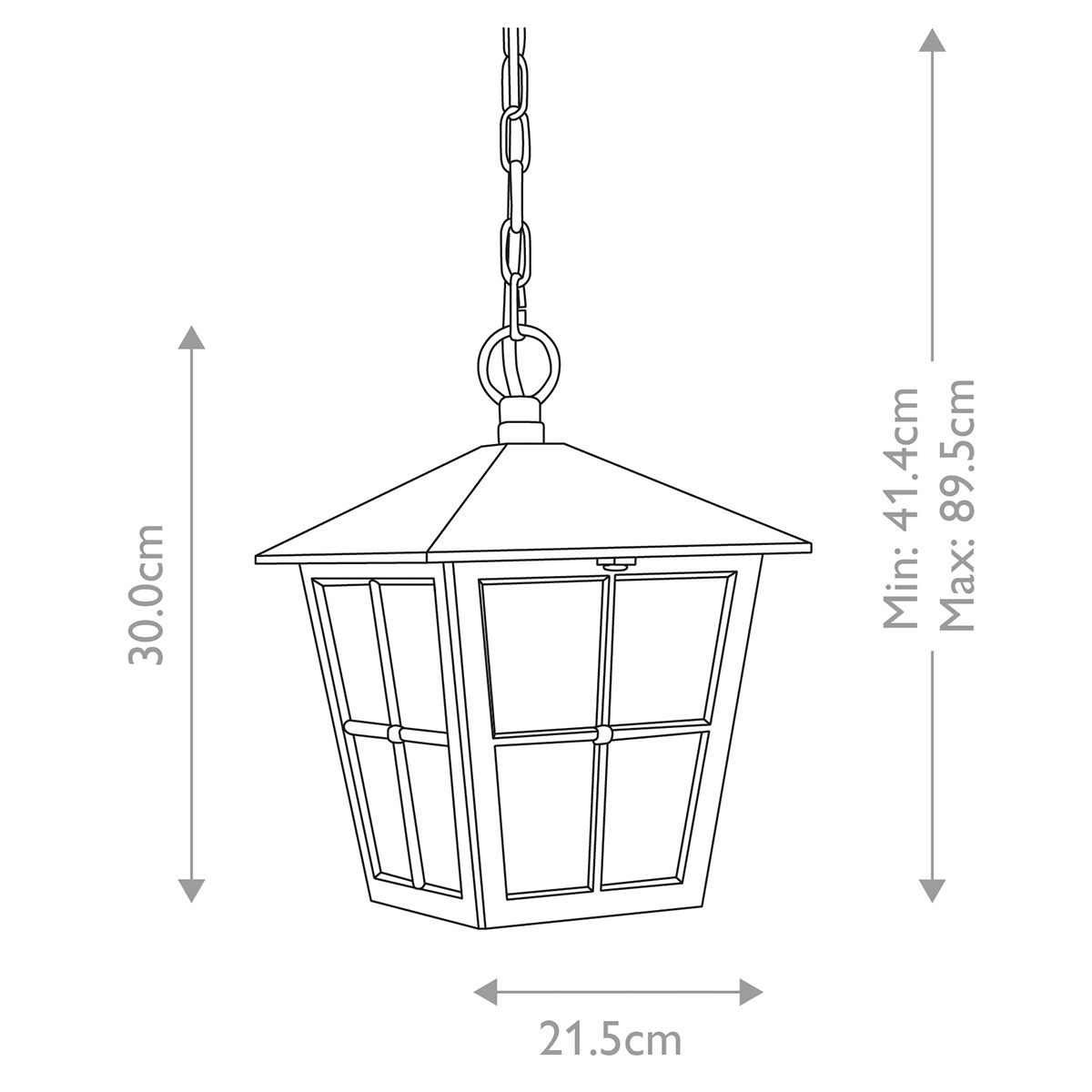 Elstead Canterbury Single Grande Porch Chain Lantern - Black