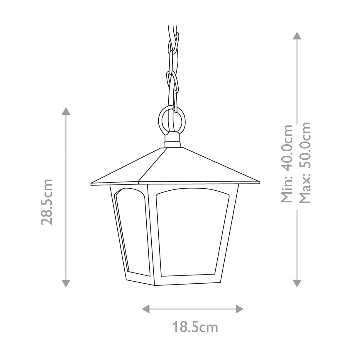 Elstead York Single Porch Chain Lantern - Black