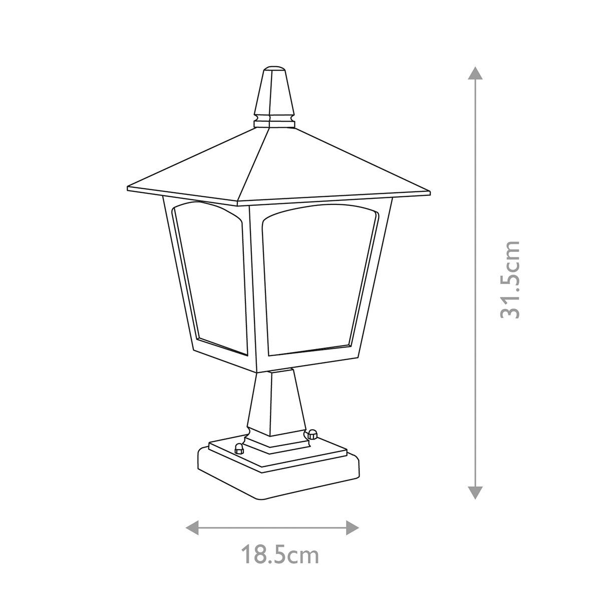 Elstead York Single Pedestal Lantern - Black