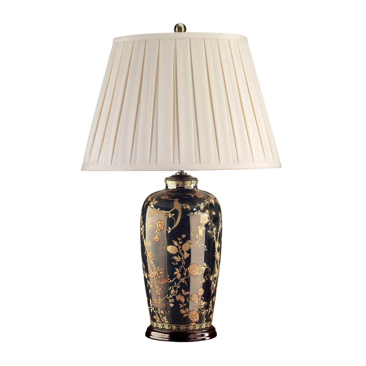 Elstead Black Birds Single Table Lamp - Black & Gold