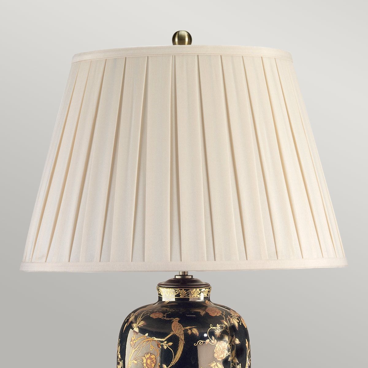 Elstead Black Birds Single Table Lamp - Black & Gold
