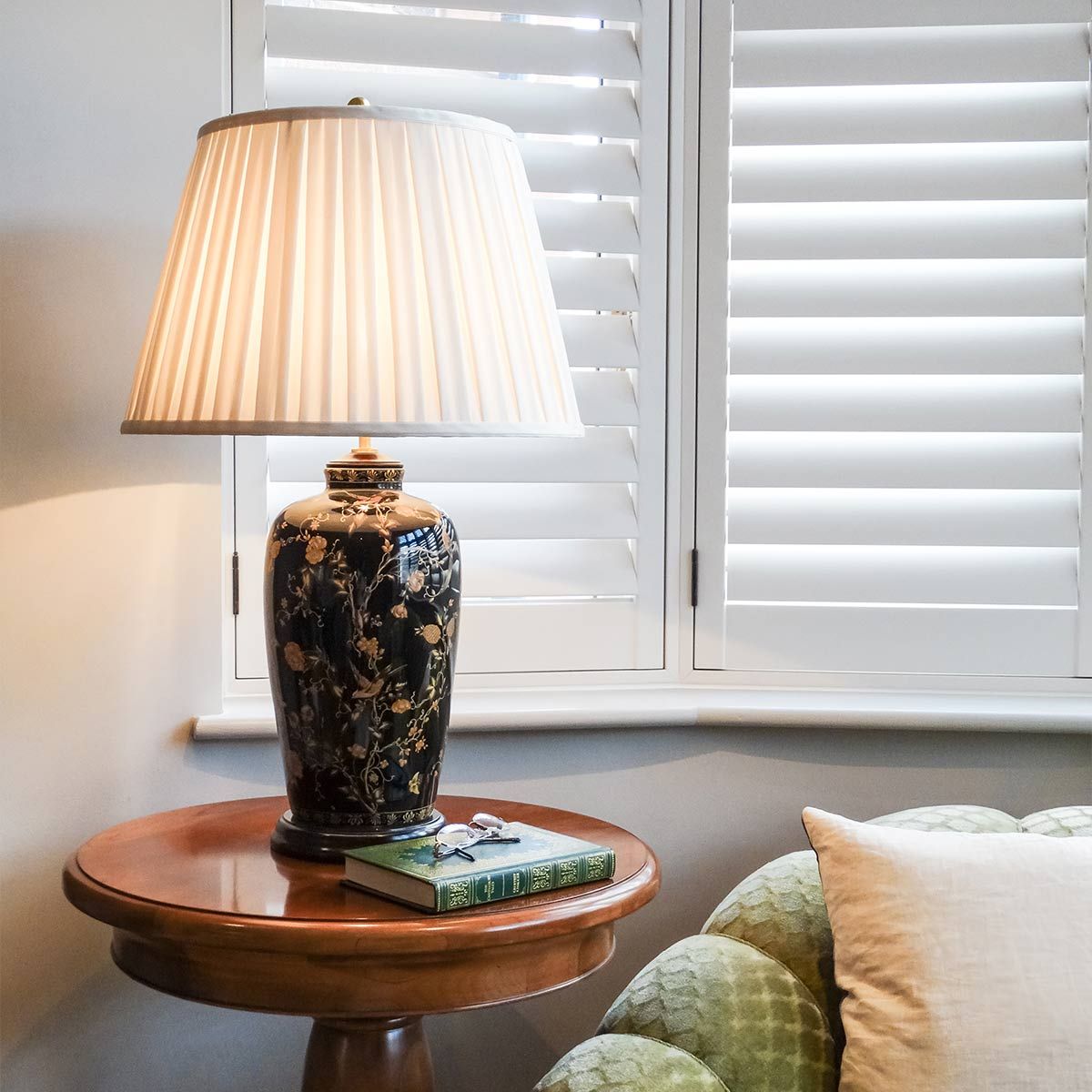 Elstead Black Birds Single Table Lamp - Black & Gold