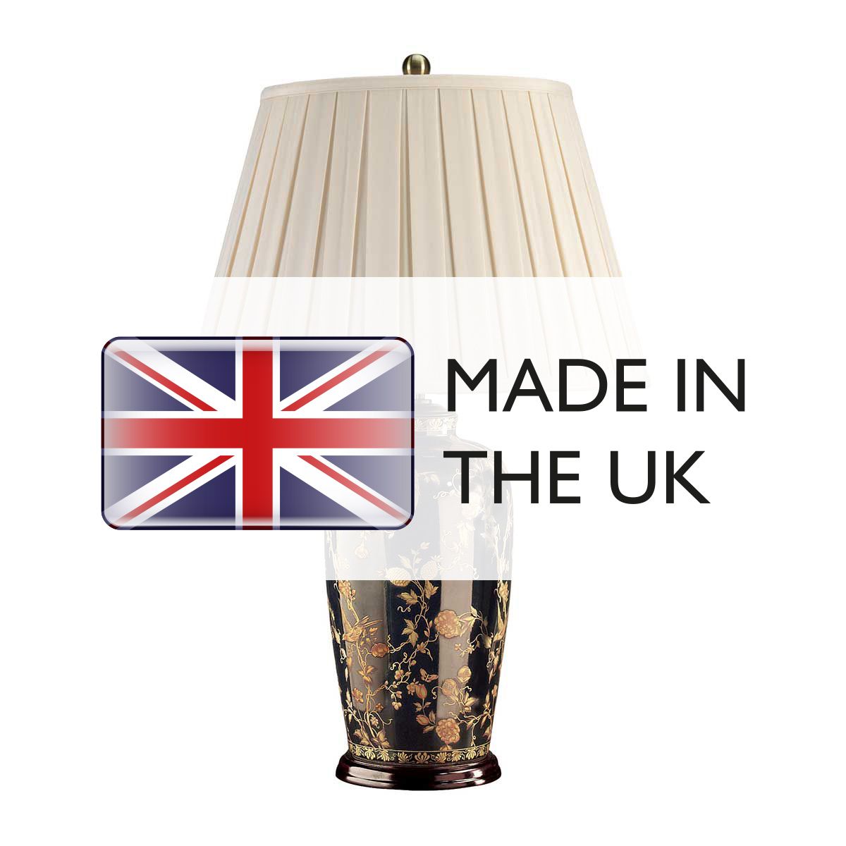 Elstead Black Birds Single Table Lamp - Black & Gold