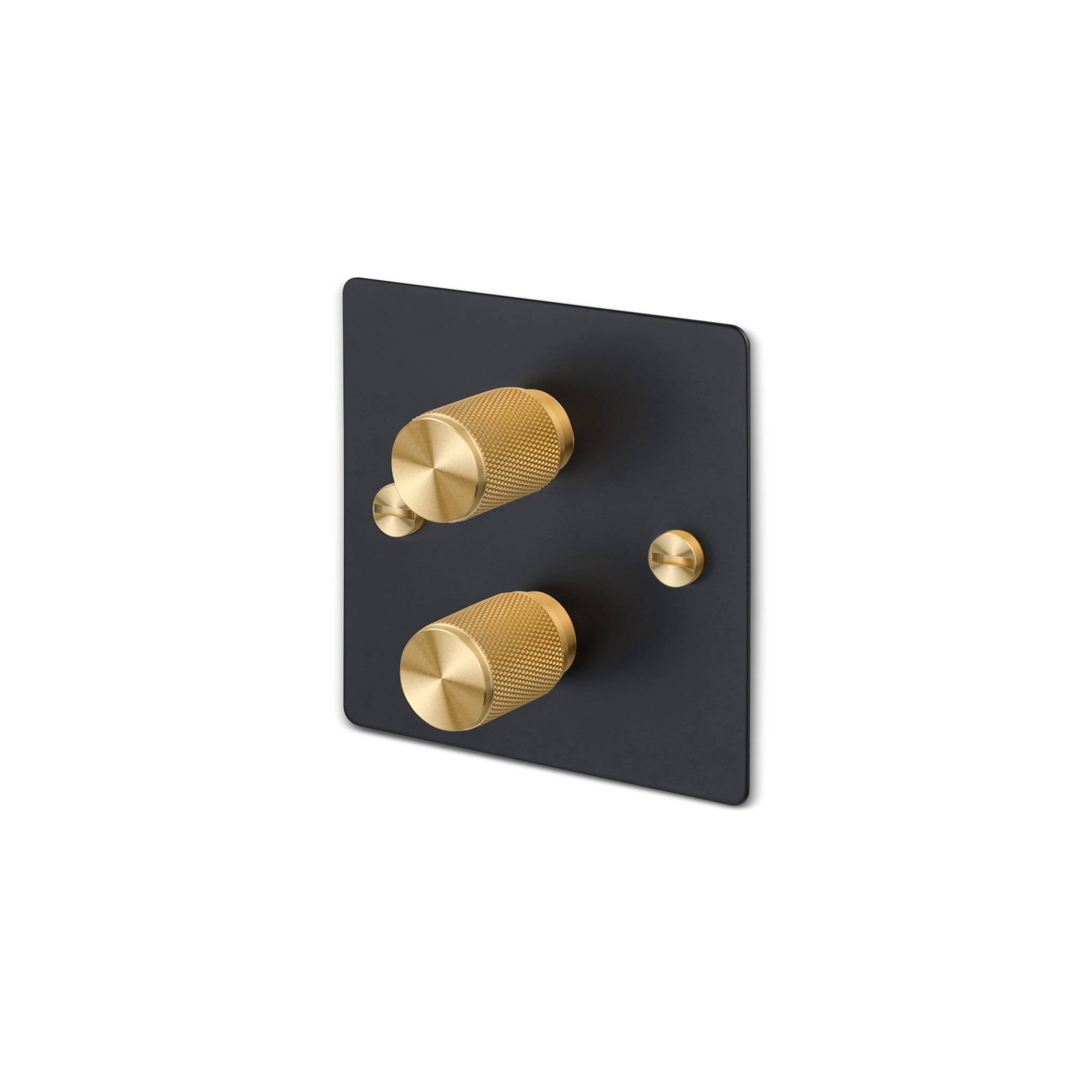 Buster + Punch 2G 120W Dimmer Switch - Black Back Plate & Cross Knurl