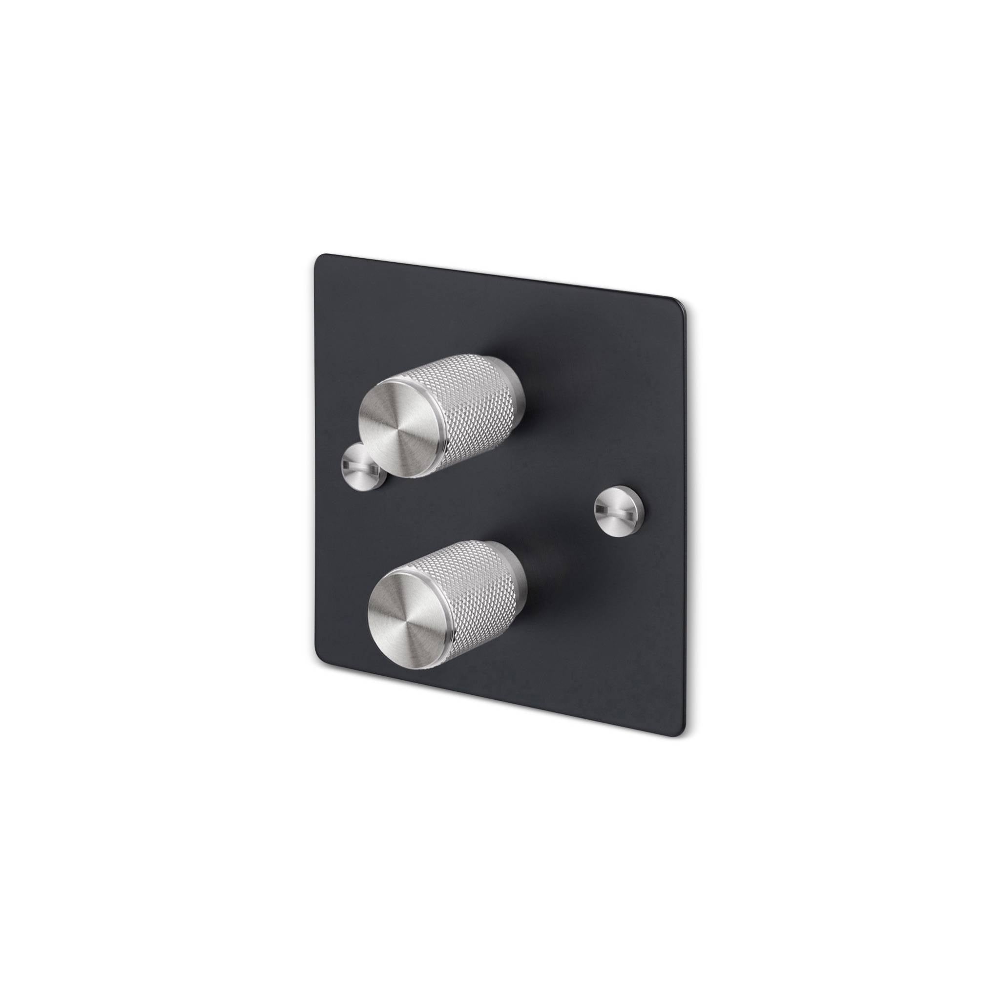 Buster + Punch 2G 120W Dimmer Switch - Black Back Plate & Cross Knurl