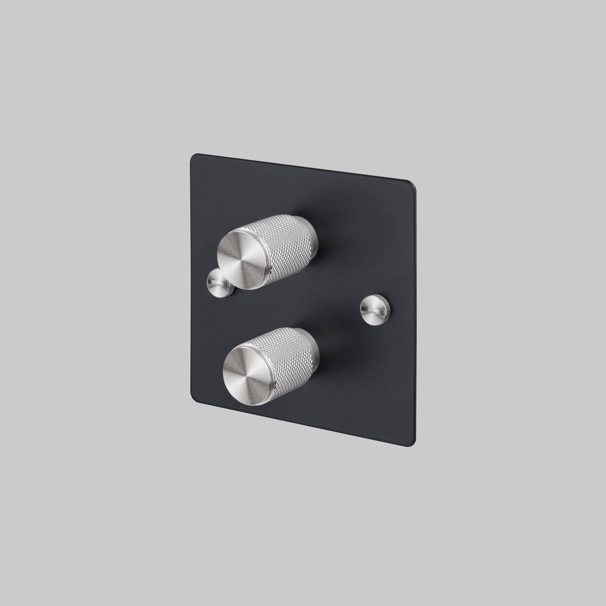 Buster + Punch 2G 120W Dimmer Switch - Black Back Plate & Cross Knurl