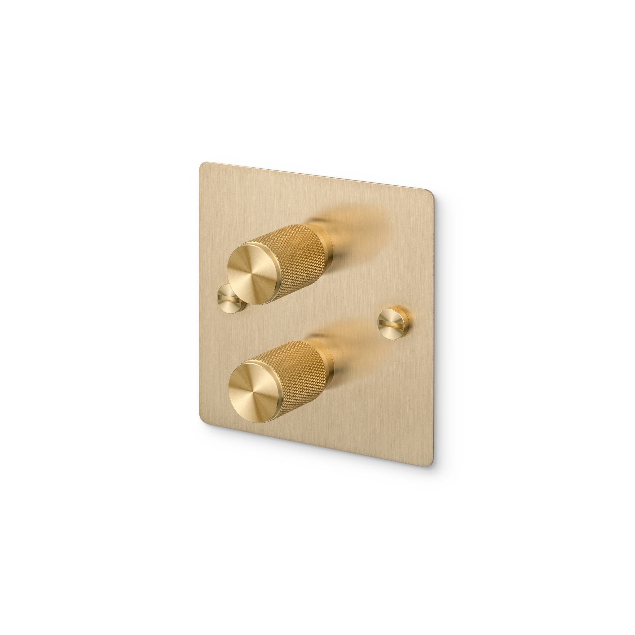 Buster + Punch 2G 120W Dimmer Switch - Brass Back Plate & Brass Cross Knurl
