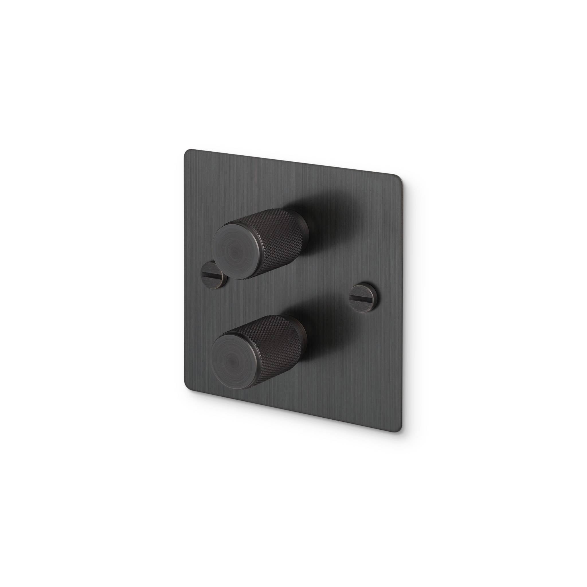 Buster + Punch 2G 120W Dimmer Switch - Smoked Bronze Back Plate & Cross Knurl
