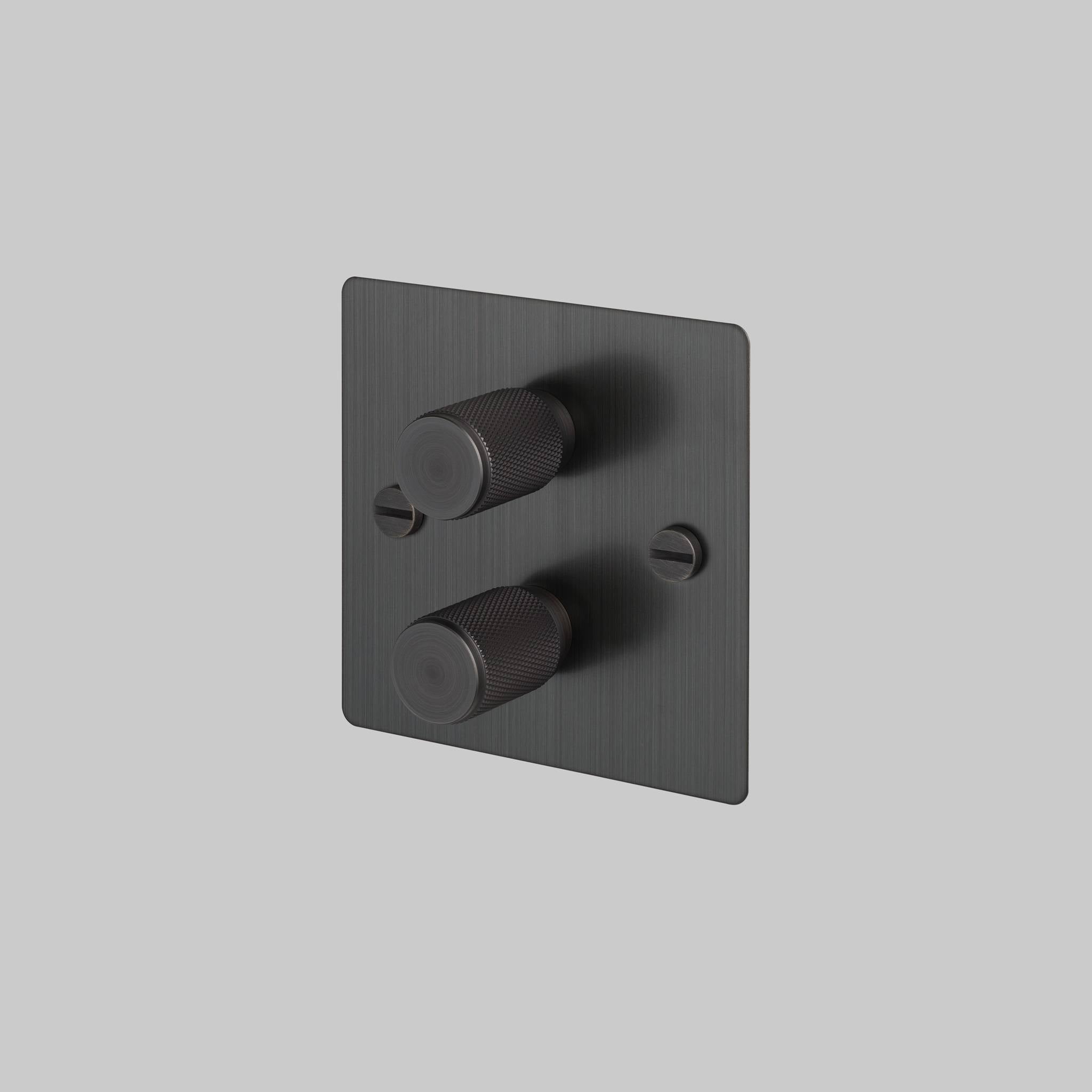 Buster + Punch 2G 120W Dimmer Switch - Smoked Bronze Back Plate & Cross Knurl