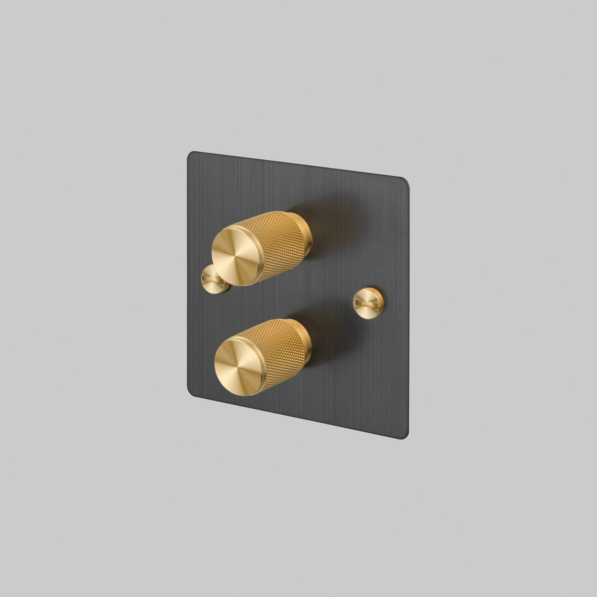 Buster + Punch 2G 120W Dimmer Switch - Smoked Bronze Back Plate & Cross Knurl