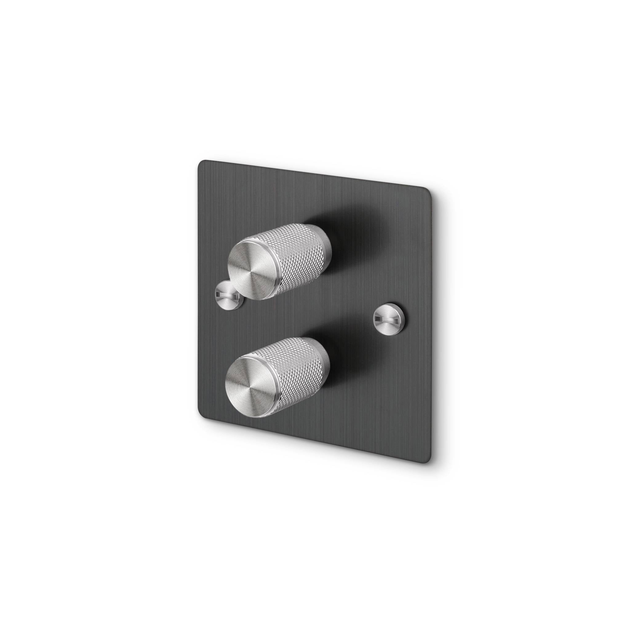 Buster + Punch 2G 120W Dimmer Switch - Smoked Bronze Back Plate & Cross Knurl