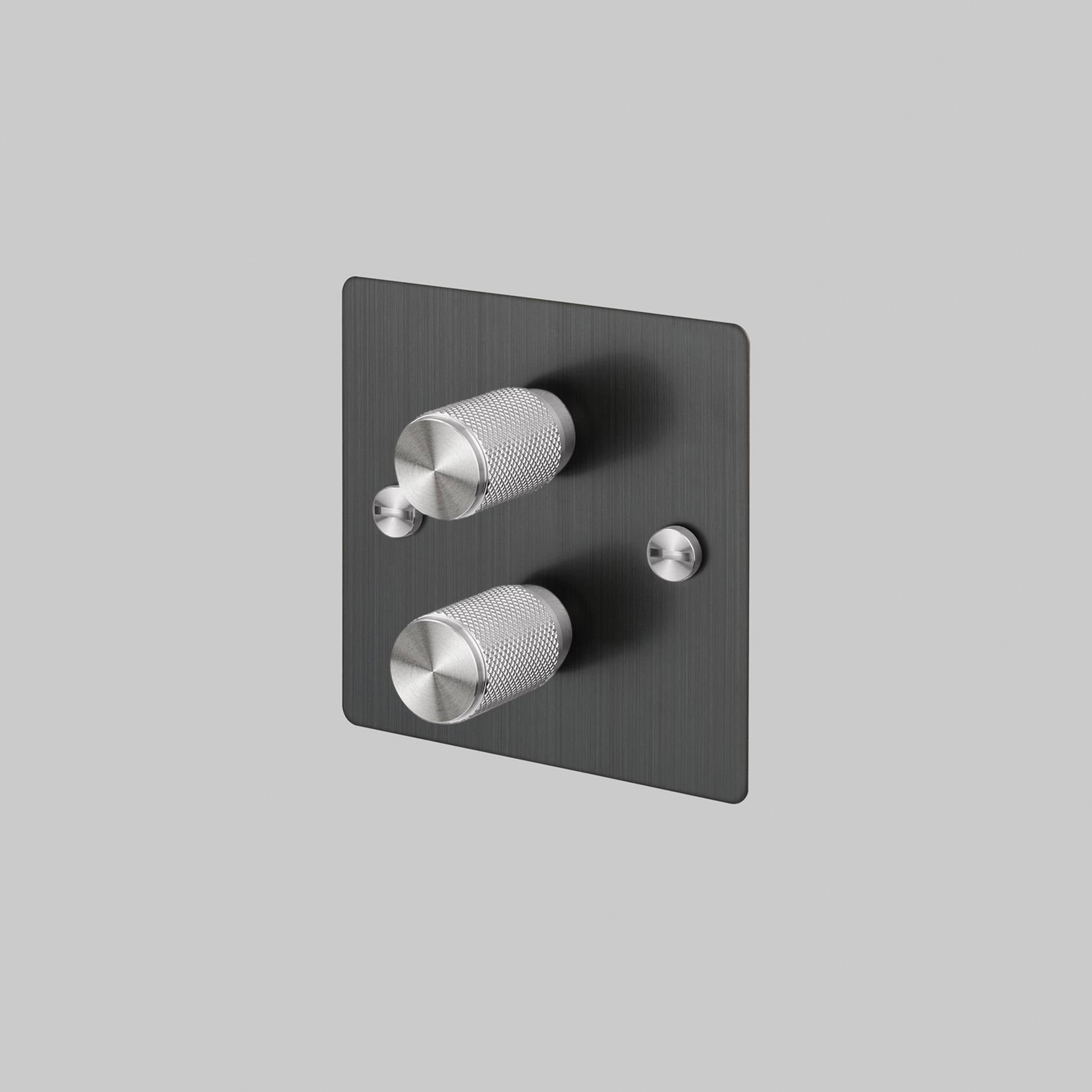 Buster + Punch 2G 120W Dimmer Switch - Smoked Bronze Back Plate & Cross Knurl