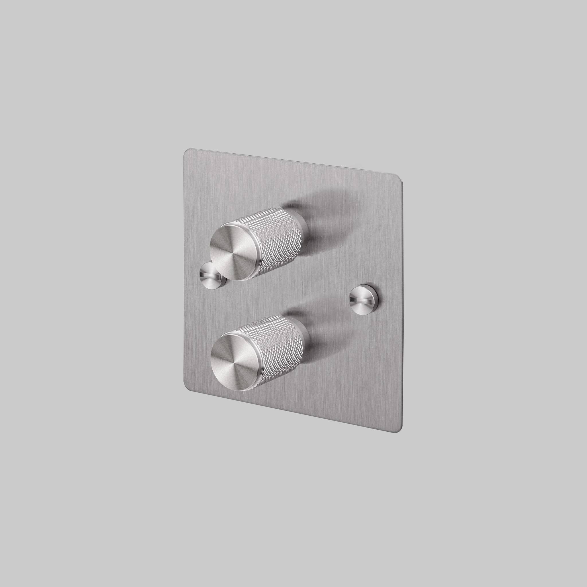 Buster + Punch 2G 120W Dimmer Switch - Steel Back Plate & Cross Knurl