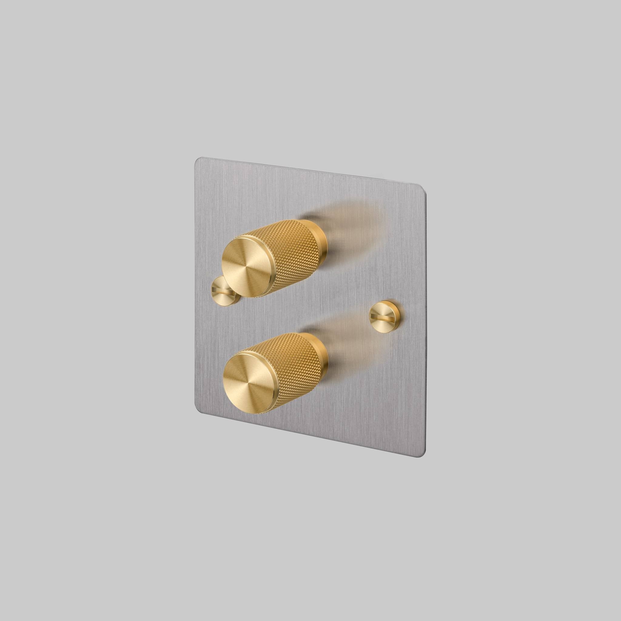 Buster + Punch 2G 120W Dimmer Switch - Steel Back Plate & Cross Knurl