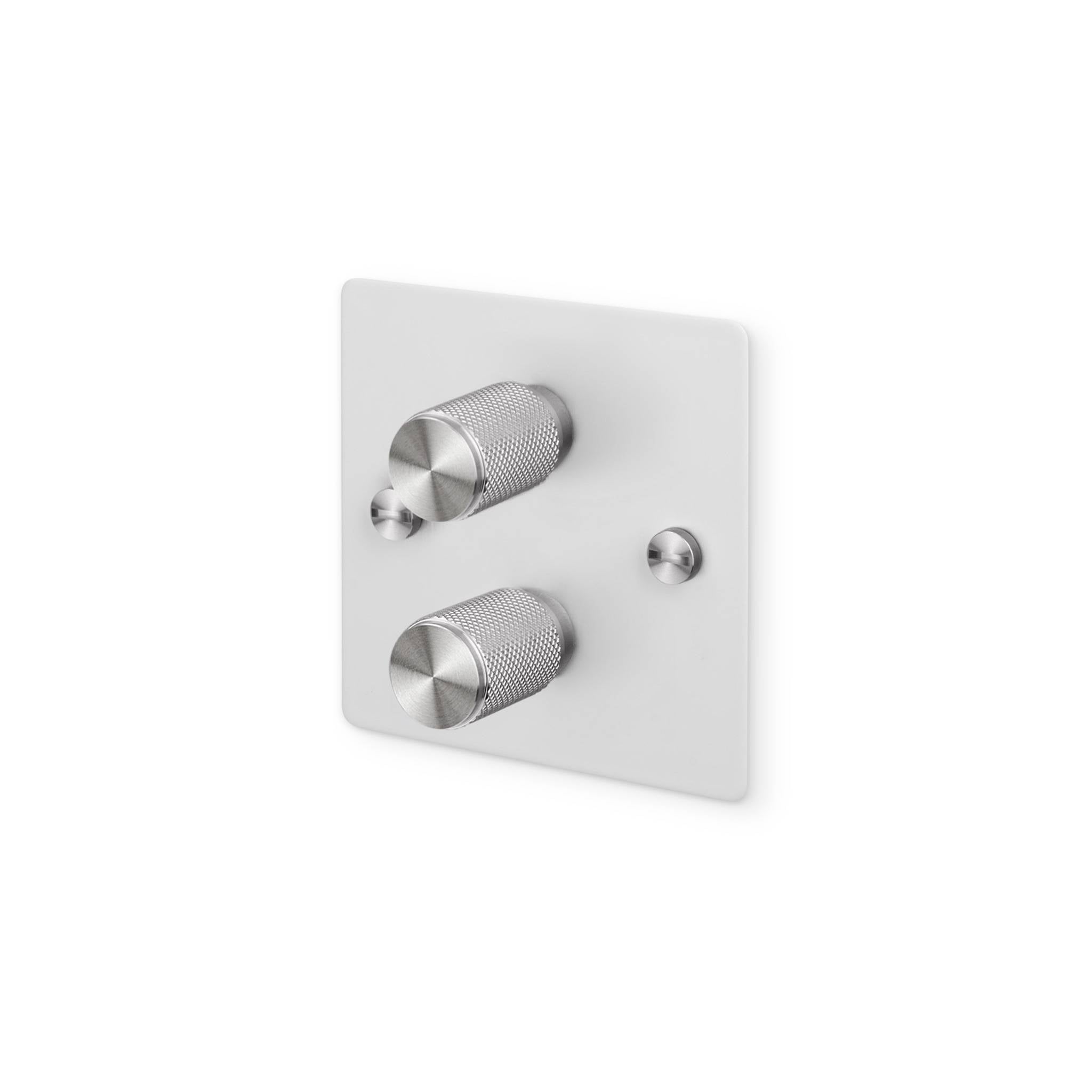 Buster + Punch 2G 120W Dimmer Switch - White Back Plate & Cross Knurl