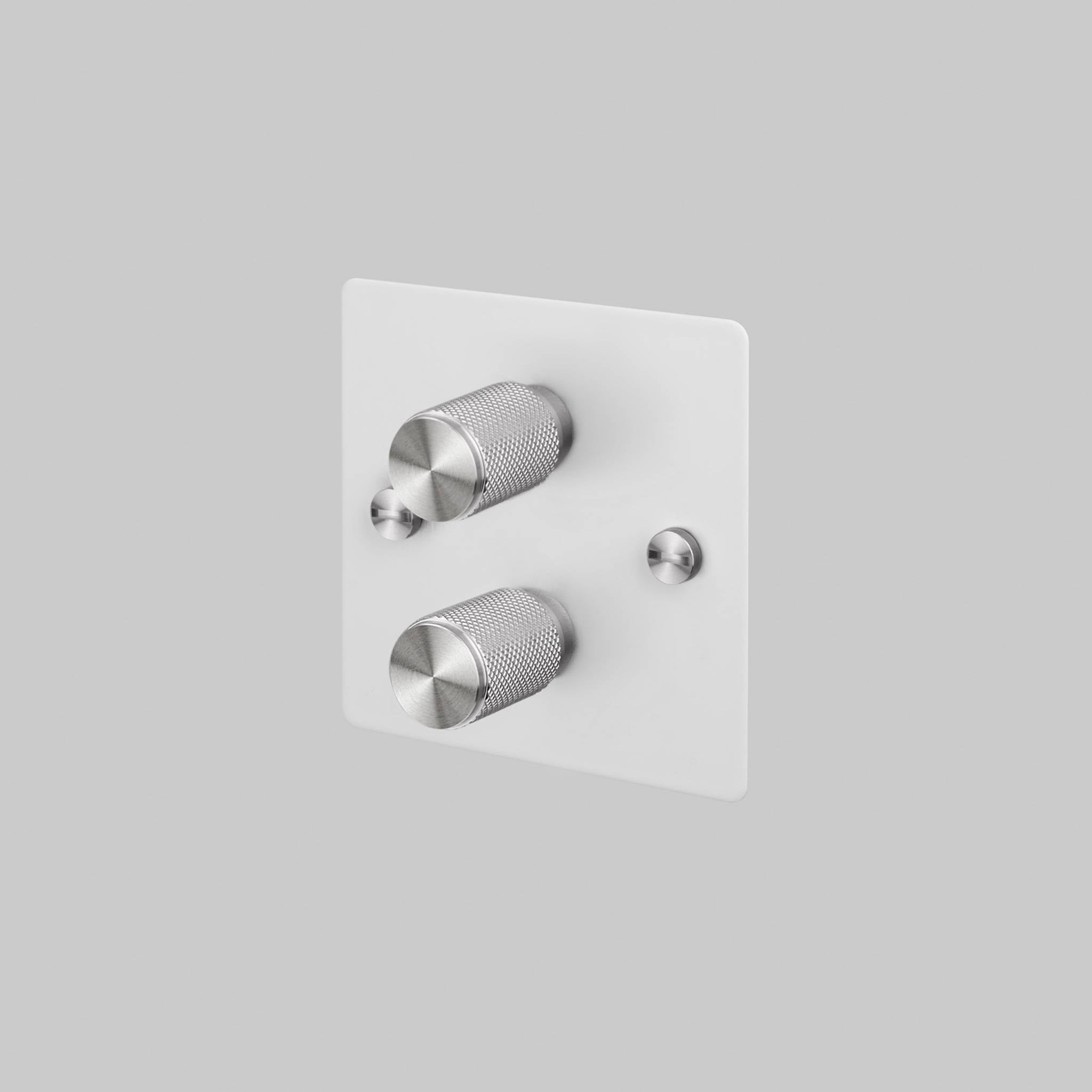Buster + Punch 2G 120W Dimmer Switch - White Back Plate & Cross Knurl