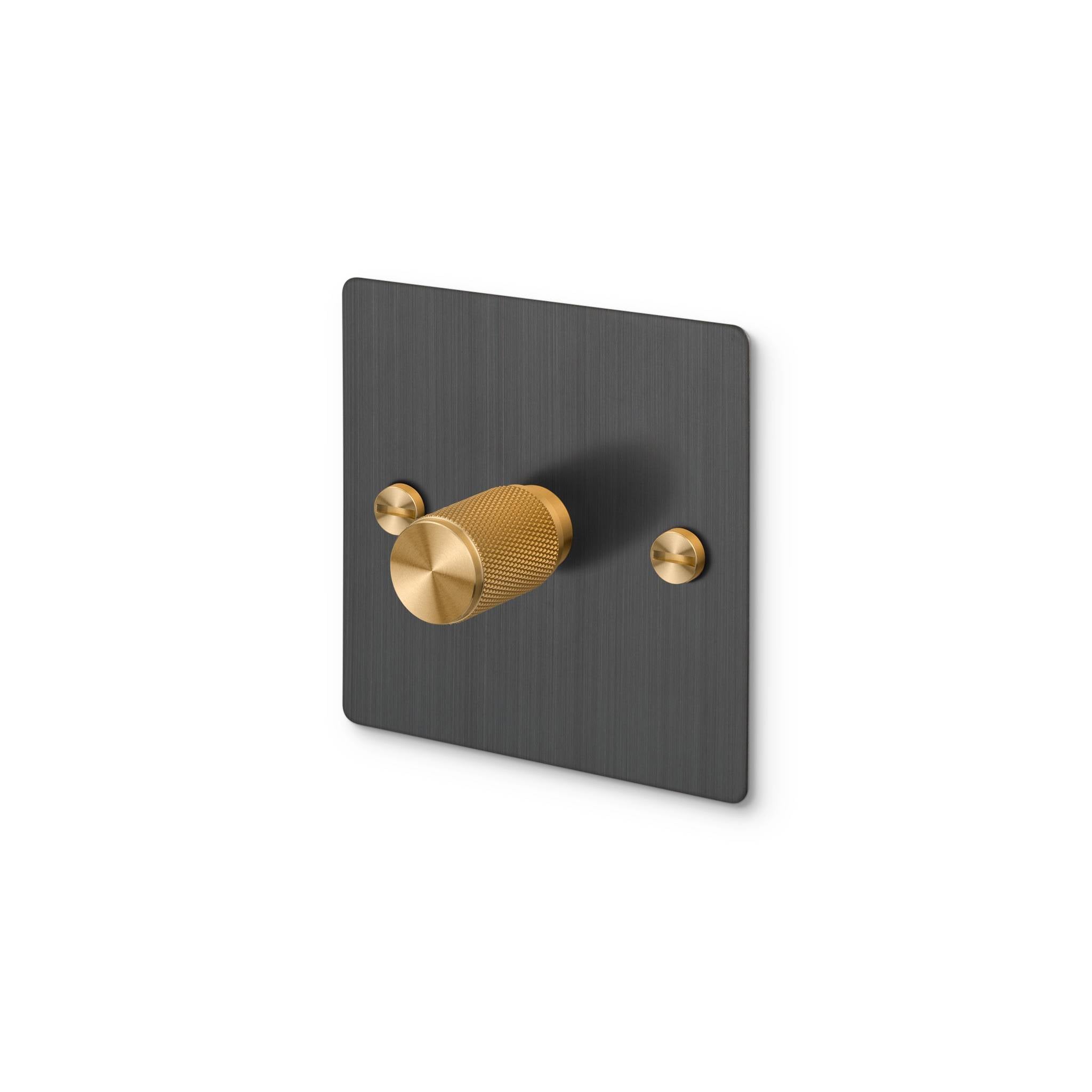 Buster + Punch 1G 120W Dimmer Switch - Smoked Bronze Back Plate & Cross Knurl