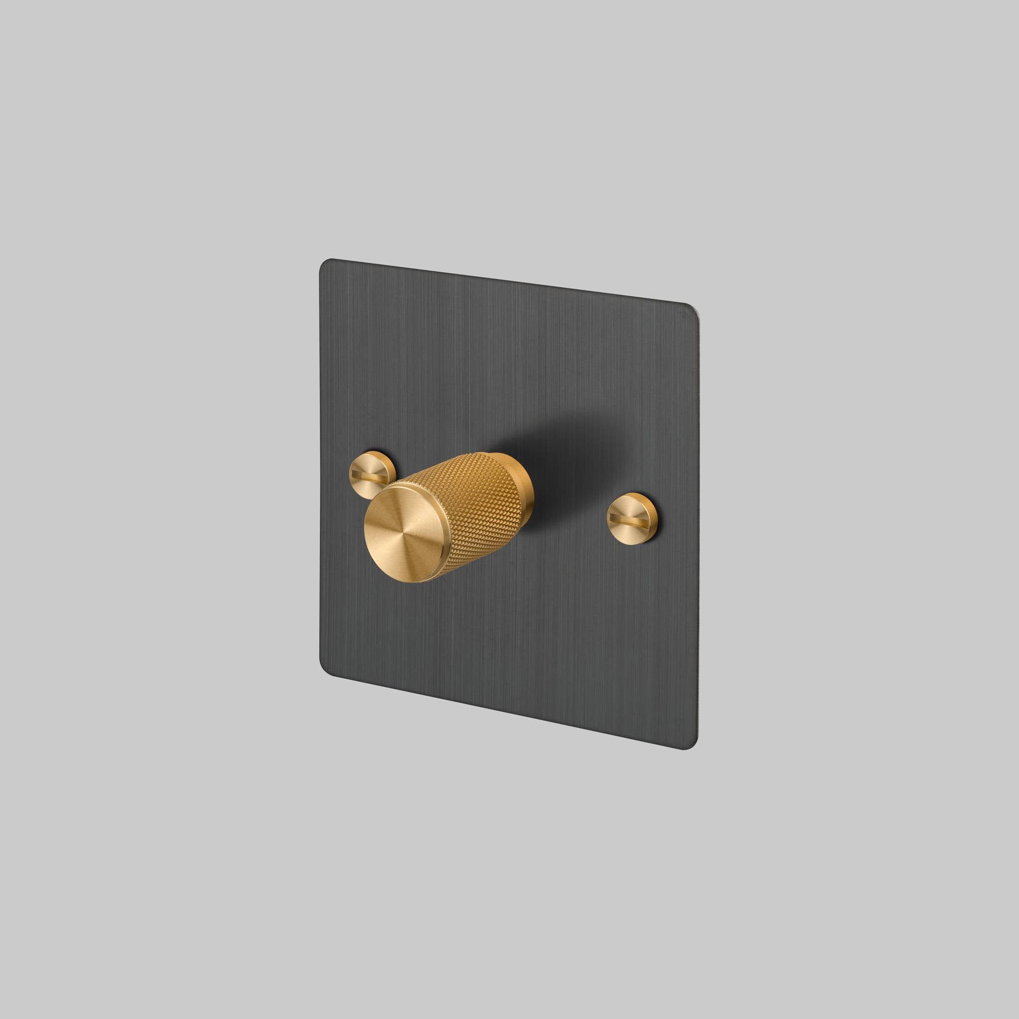 Buster + Punch 1G 120W Dimmer Switch - Smoked Bronze Back Plate & Cross Knurl