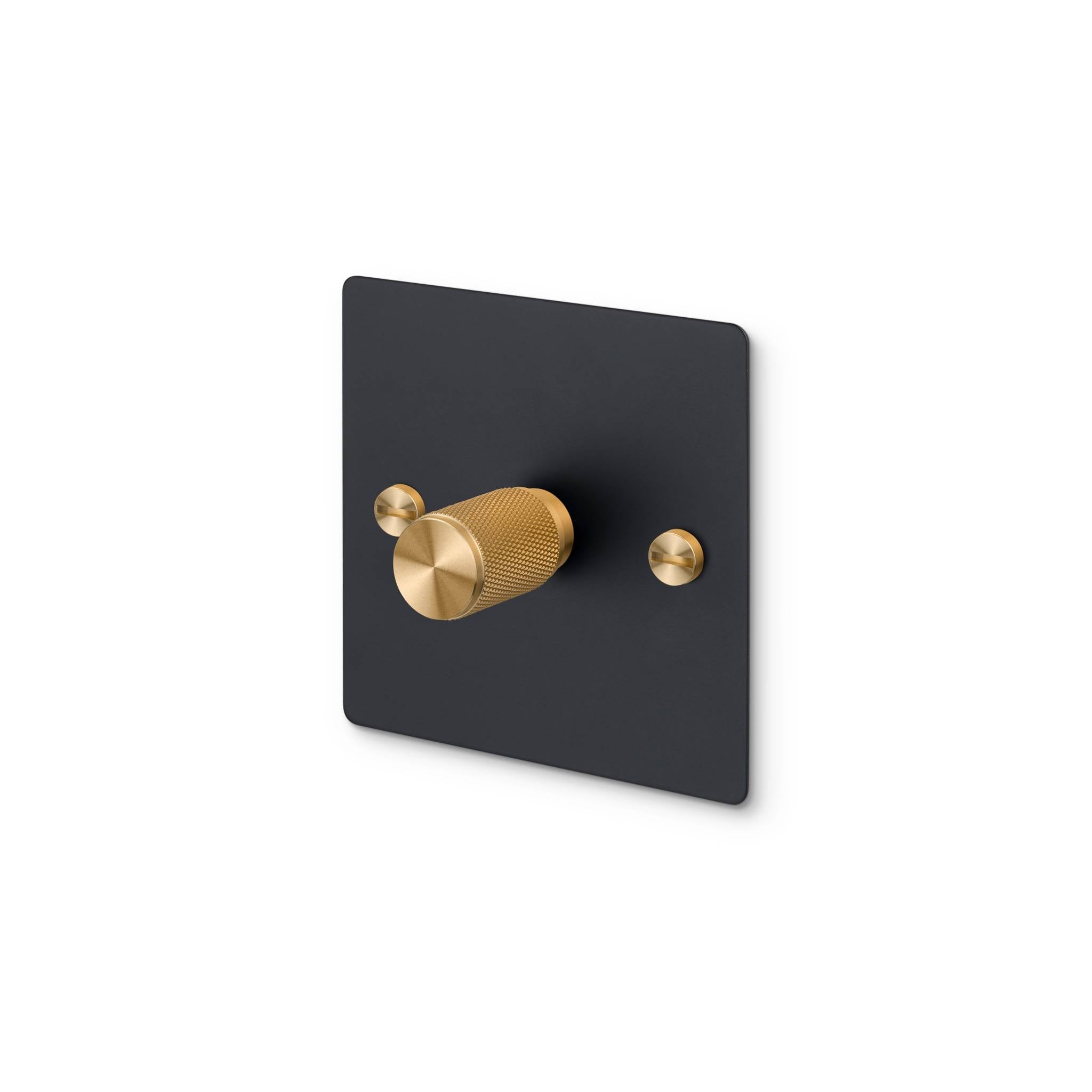 Buster + Punch 1G 120W Dimmer Switch - Black Back Plate & Cross Knurl