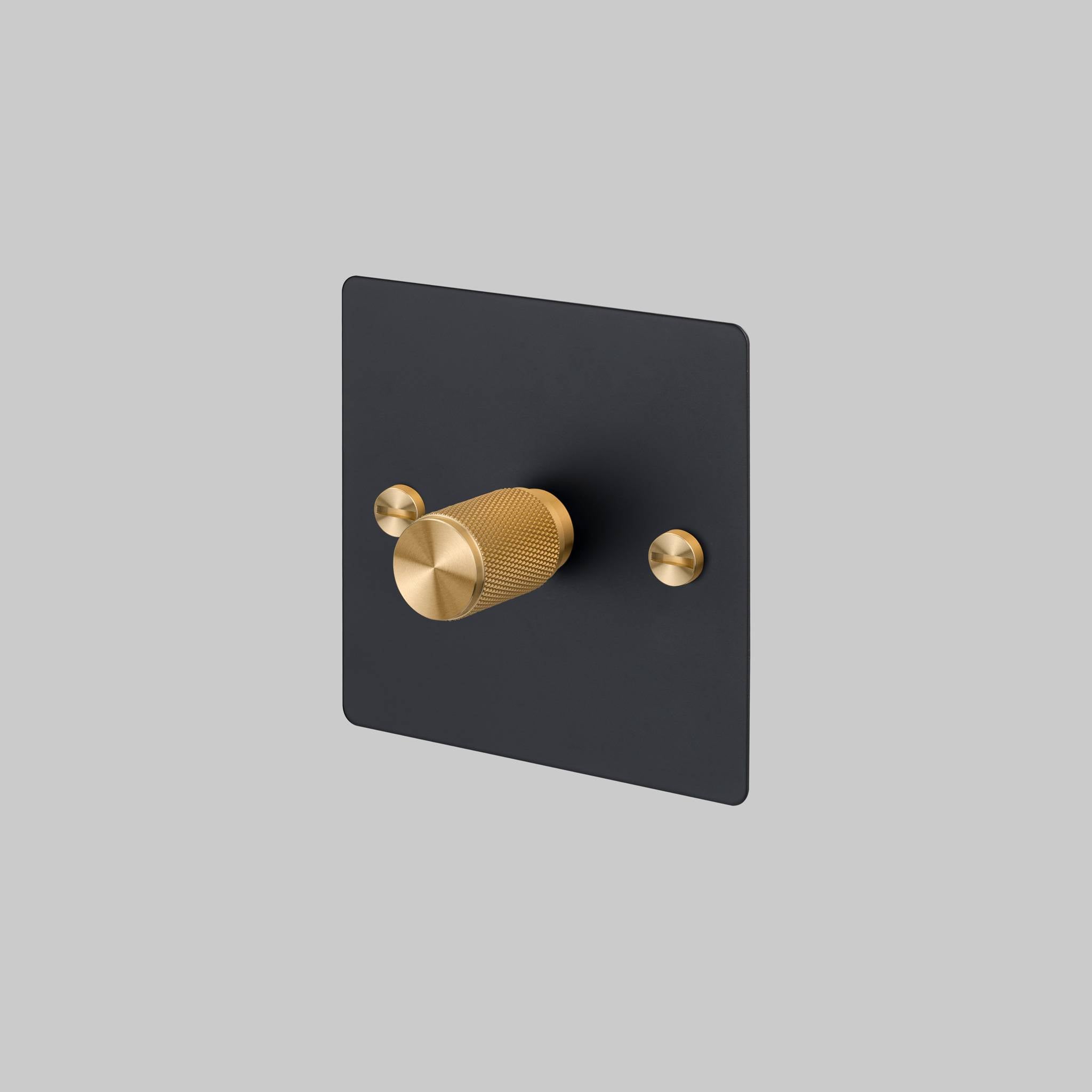 Buster + Punch 1G 120W Dimmer Switch - Black Back Plate & Cross Knurl