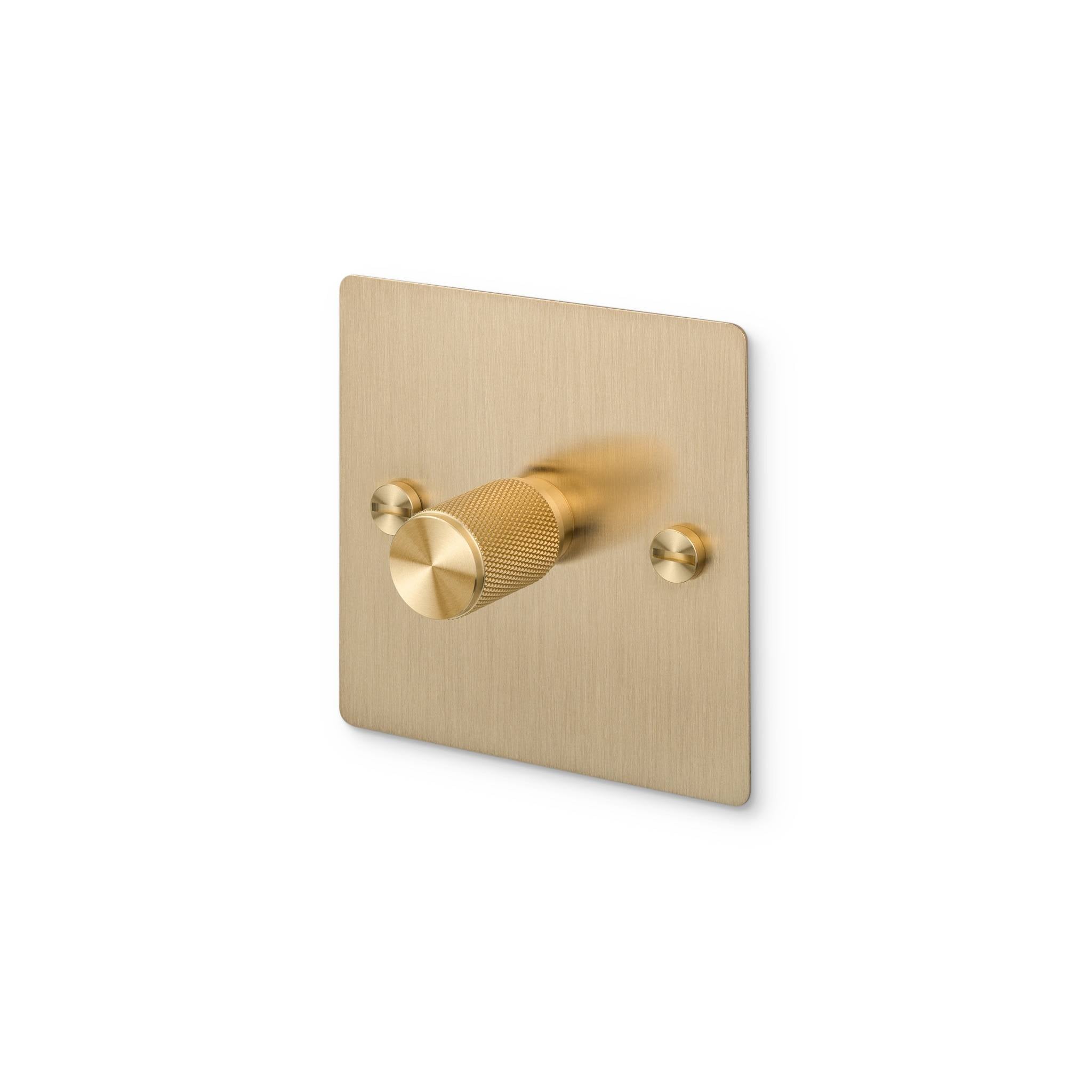 Buster + Punch 1G 120W Dimmer Switch - Brass Back Plate & Brass Cross Knurl