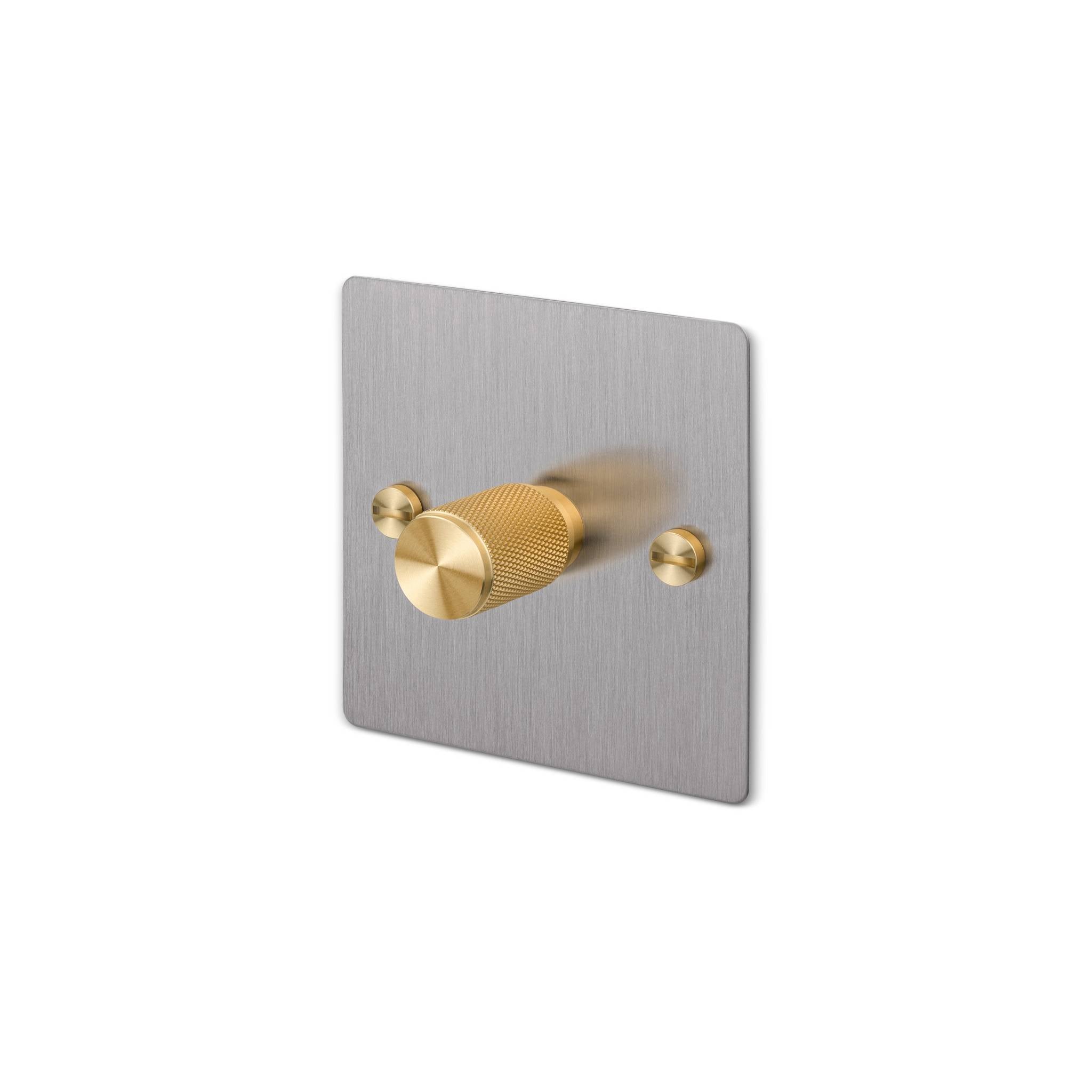 Buster + Punch 1G 120W Dimmer Switch - Steel Back Plate & Cross Knurl