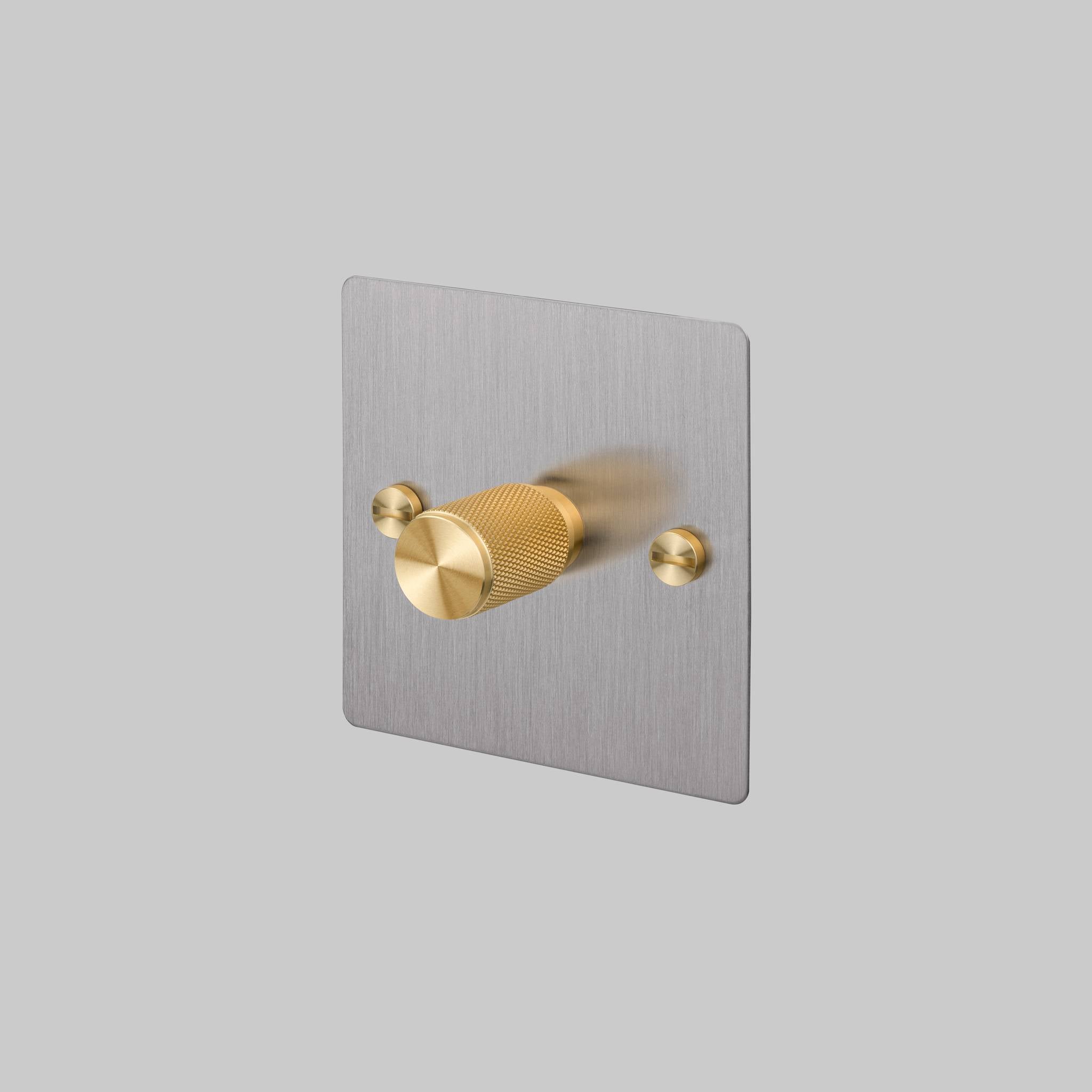 Buster + Punch 1G 120W Dimmer Switch - Steel Back Plate & Cross Knurl