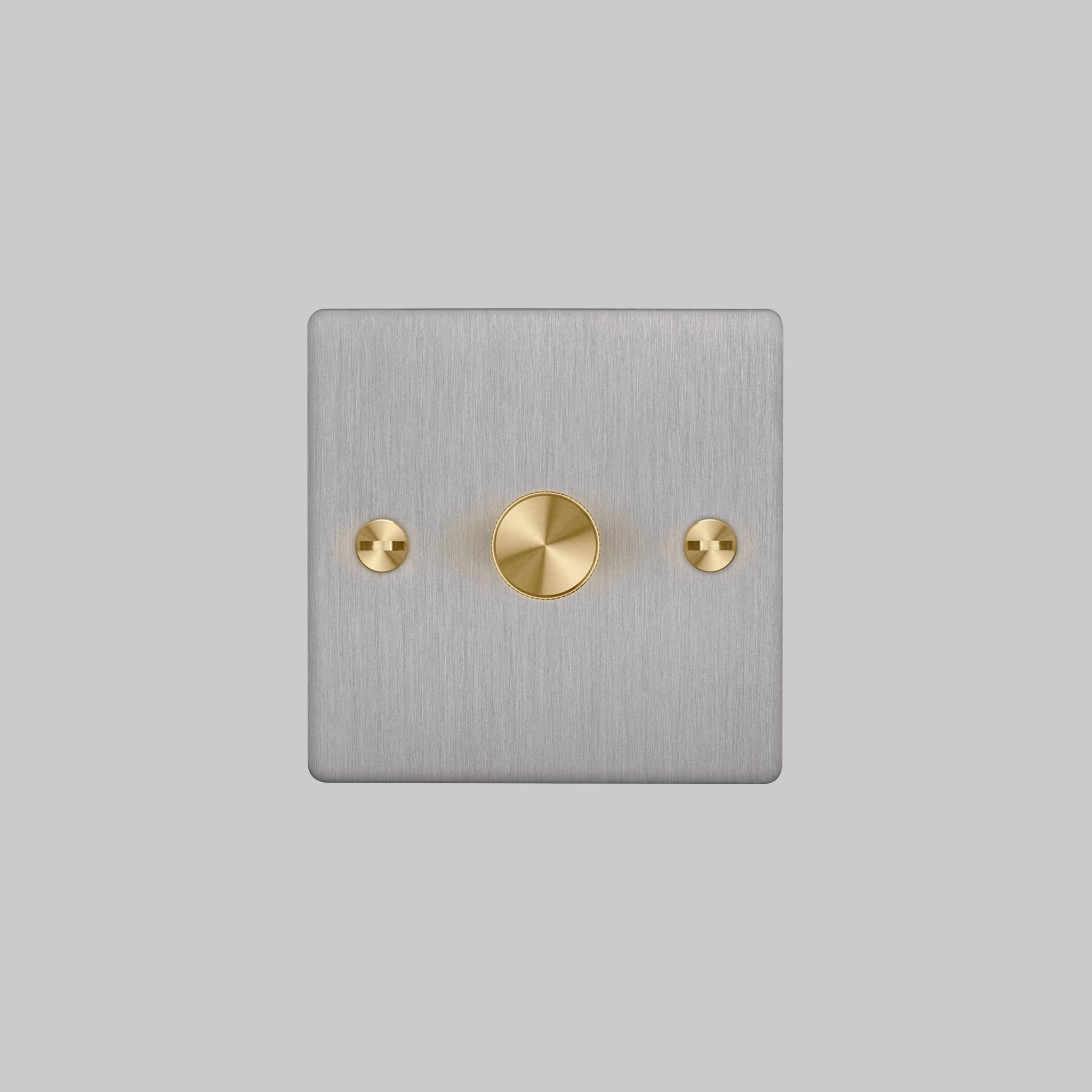 Buster + Punch 1G 120W Dimmer Switch - Steel Back Plate & Cross Knurl