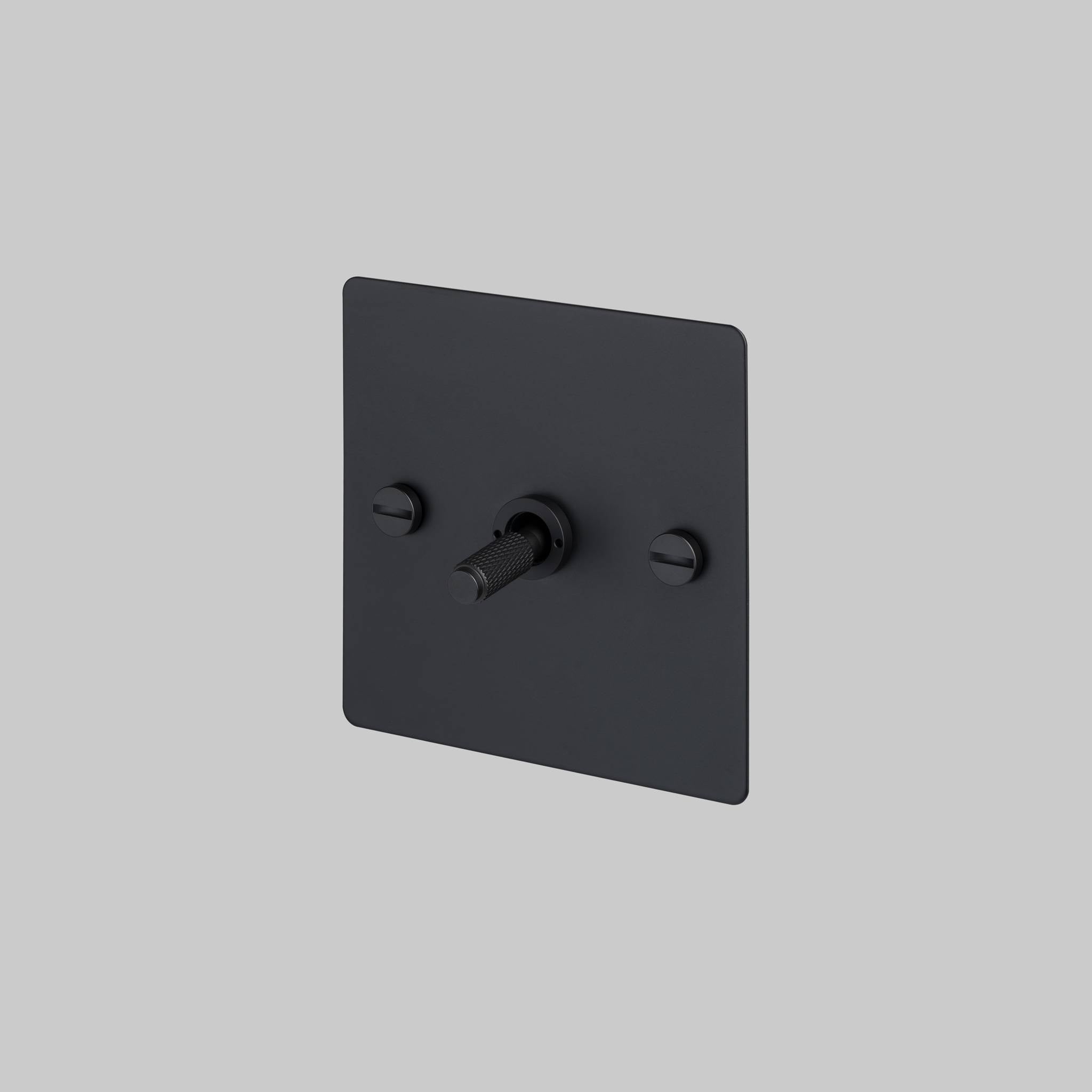 Buster + Punch 1G Intermediate 3-Way Toggle Switch - Black Back Plate & Cross Knurl