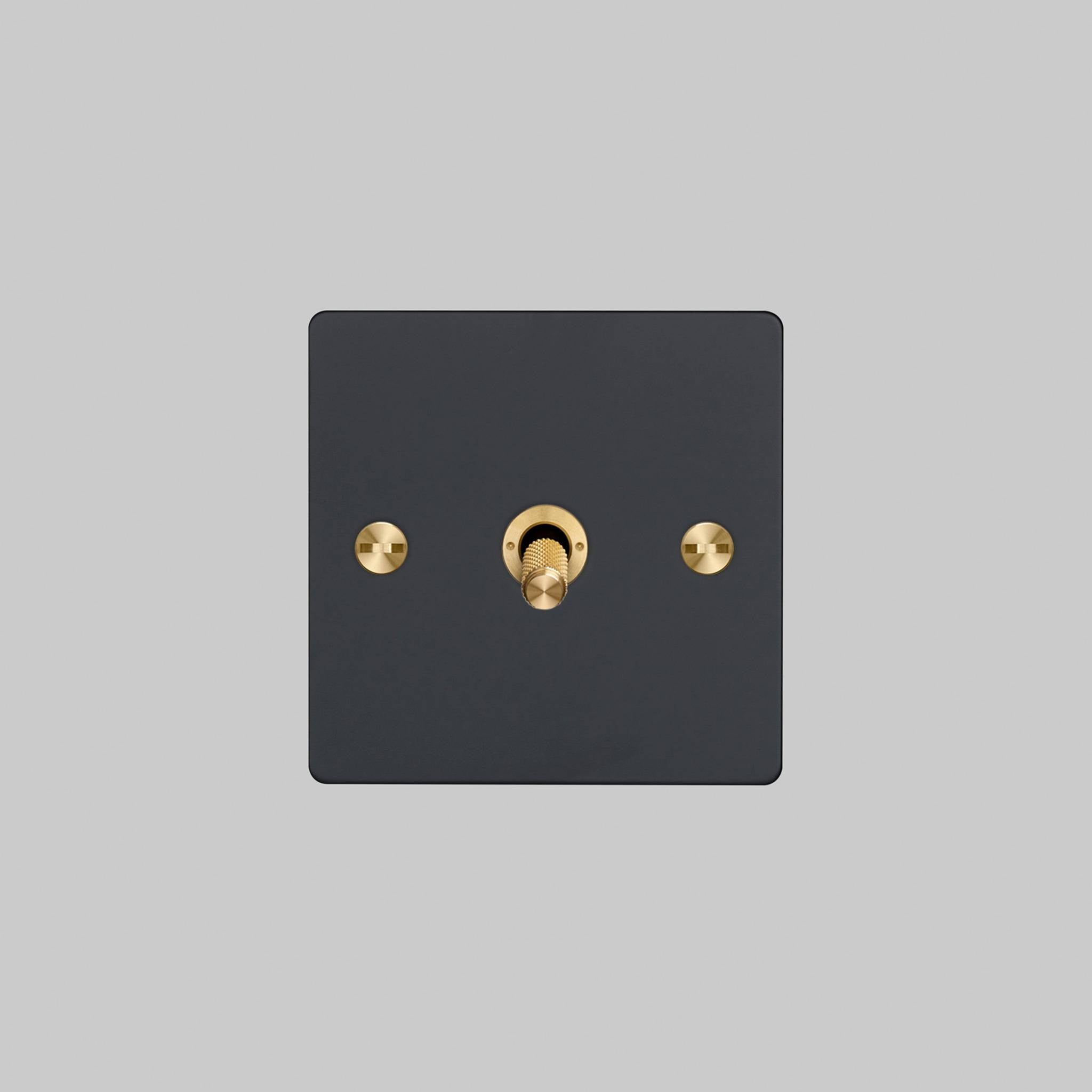 Buster + Punch 1G Intermediate 3-Way Toggle Switch - Black Back Plate & Cross Knurl