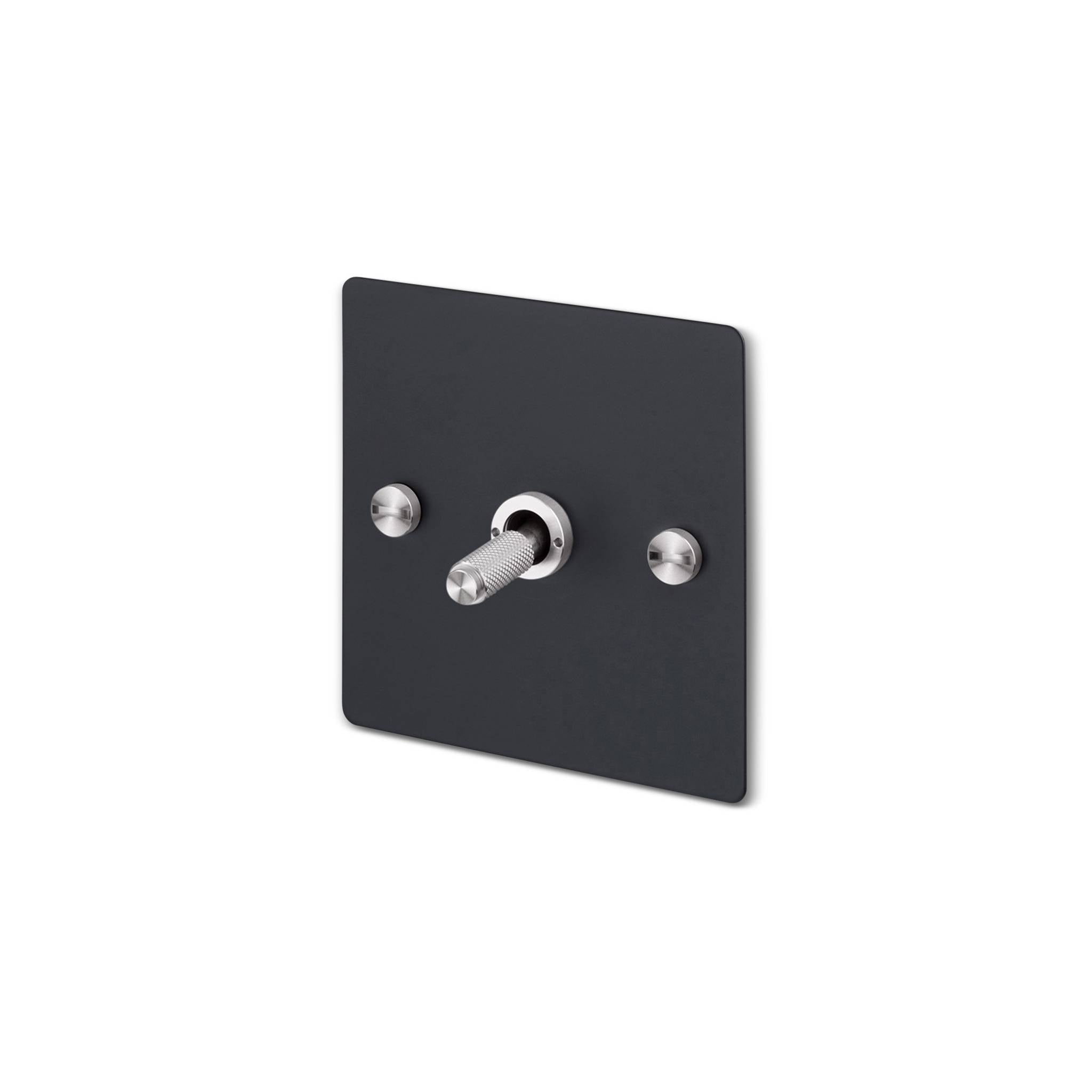 Buster + Punch 1G Intermediate 3-Way Toggle Switch - Black Back Plate & Cross Knurl