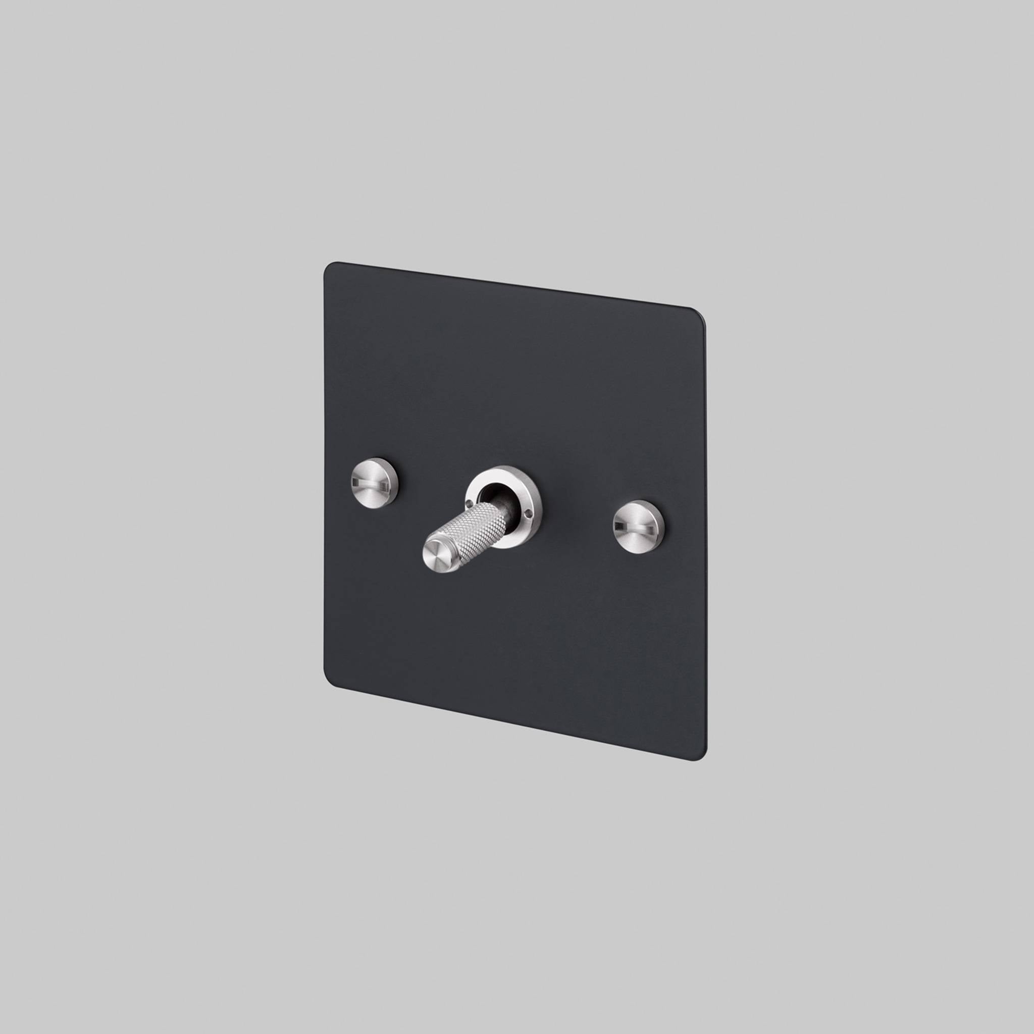 Buster + Punch 1G Intermediate 3-Way Toggle Switch - Black Back Plate & Cross Knurl