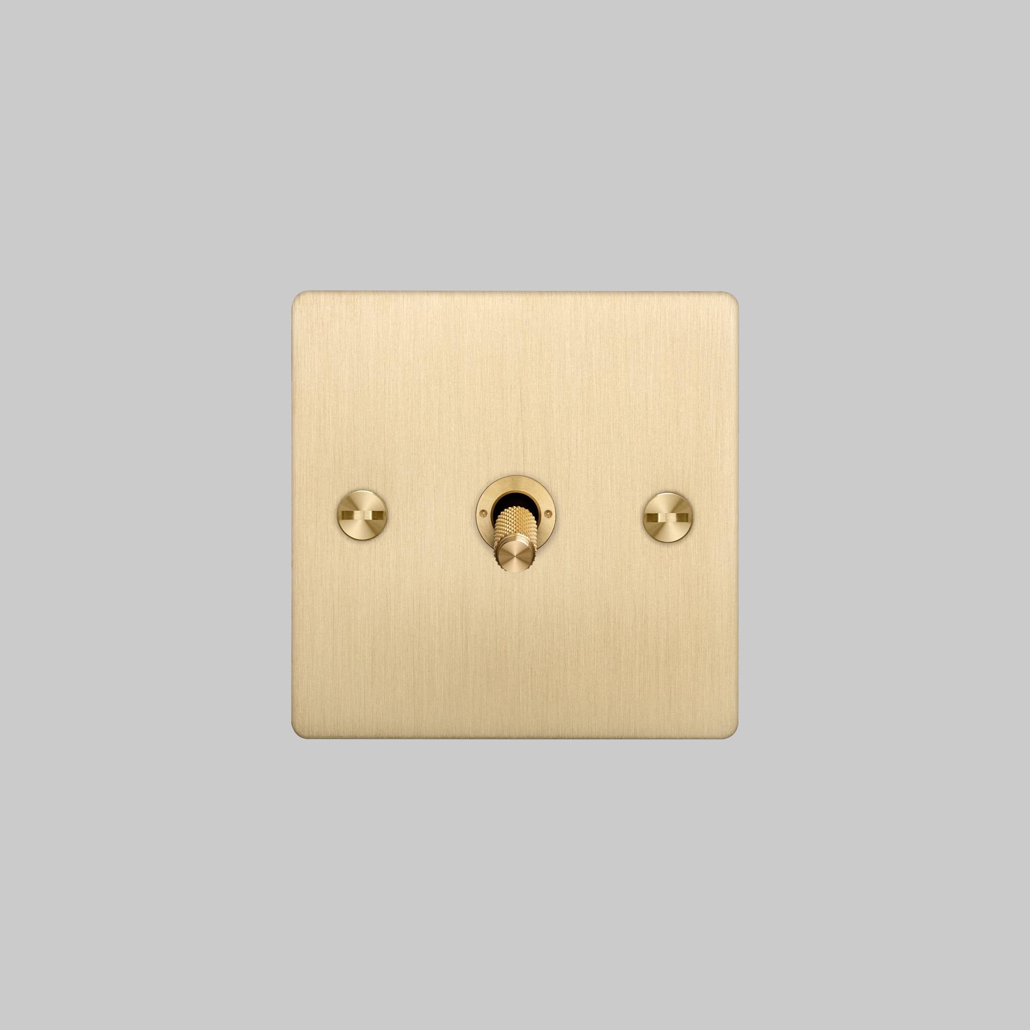 Buster + Punch 1G Intermediate 3-Way Toggle Switch - Brass Back Plate & Brass Cross Knurl